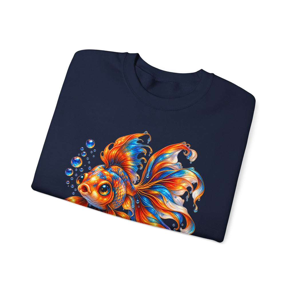 Goldfish Art Crewneck Sweatshirt – Colorful Fantail  Goldfish Illustration