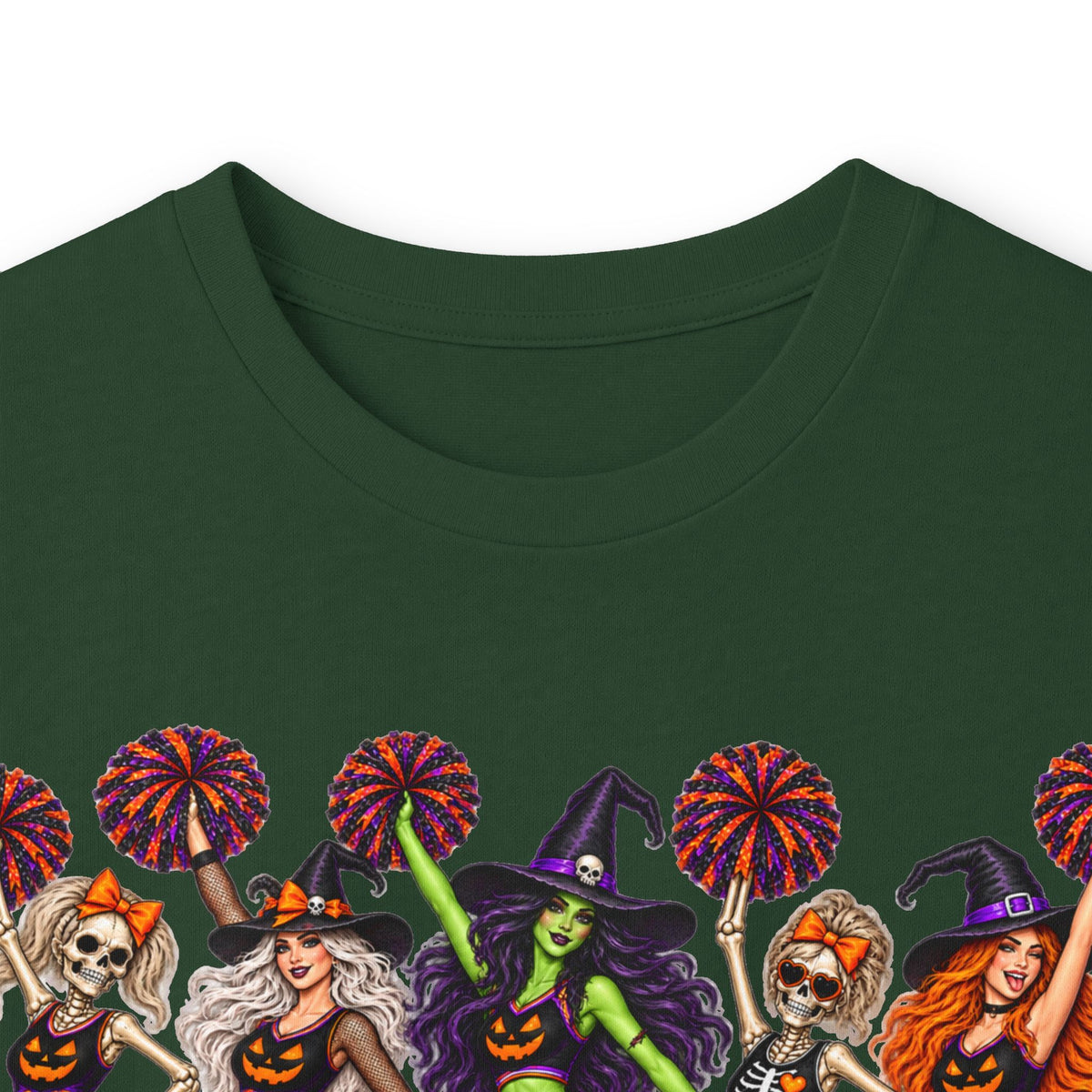 Cheerleader Skeletons and Witches Halloween Long Sleeve Tee