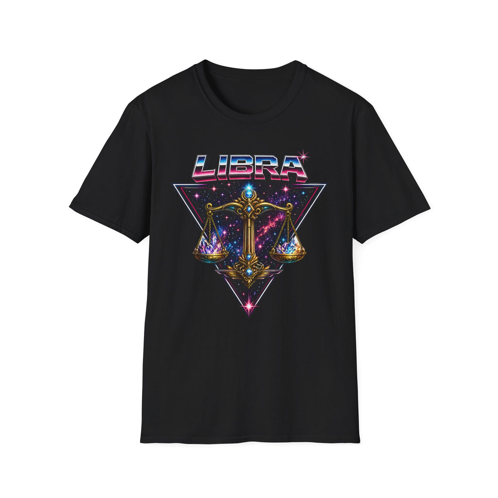 Libra Zodiac T-Shirt — Retro Neon Scales Astrology Tee