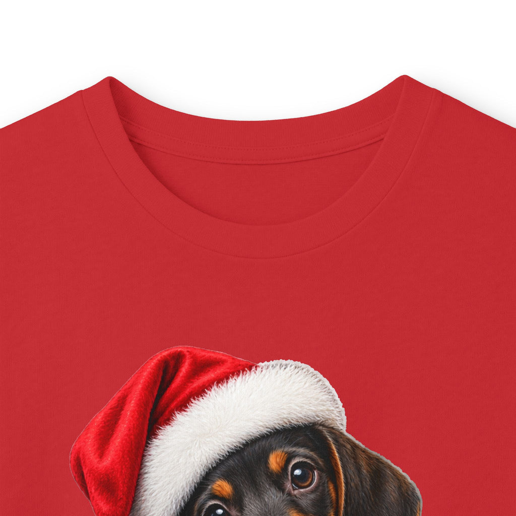 Dachshund Christmas Long Sleeve Tee - Santa Hat Puppy Holiday Shirt