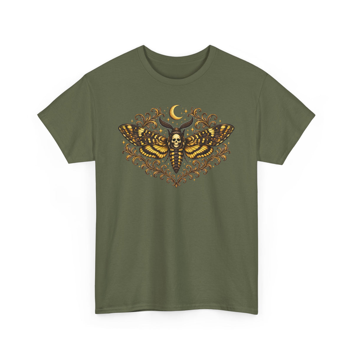 Mystic Moth Tee — Golden Moon, Death Moth Graphic T-Shirt