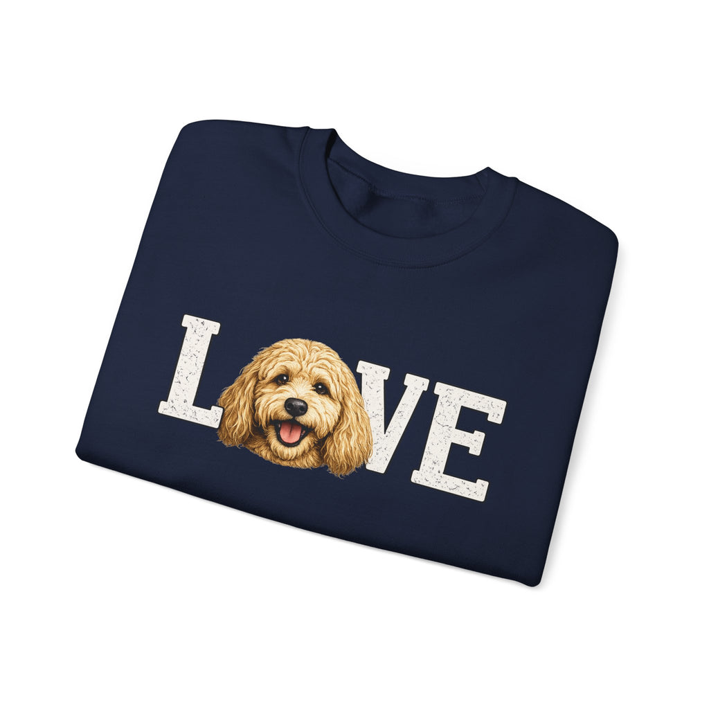 Love Goldendoodle Crewneck Sweatshirt — Cute Goldendoodle Face Pullover for Dog Lovers