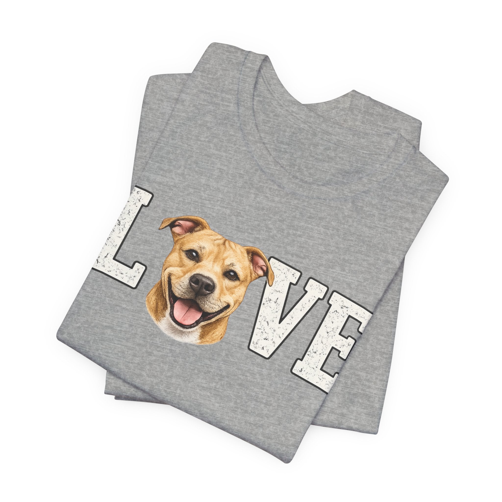 Pit Bull Love T-Shirt — 'LOVE' with Happy Puppy Face Tee