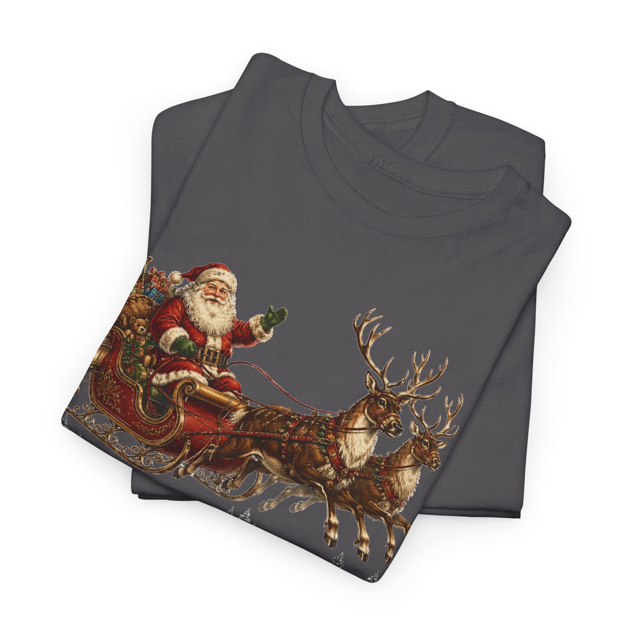 Santa Sleigh Christmas Tee — Vintage Holiday T-Shirt