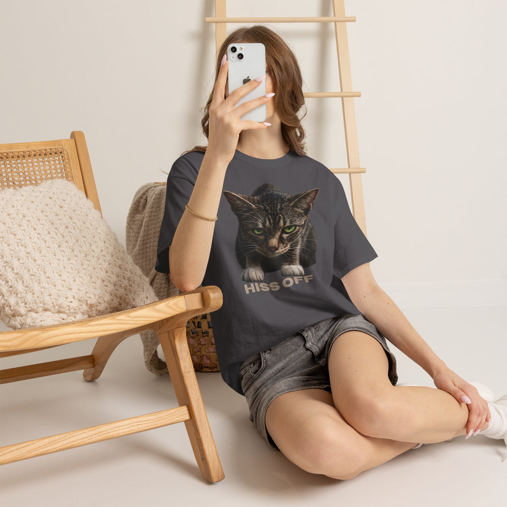 Hiss Off Cat T-Shirt — Angry Tabby Graphic Tee