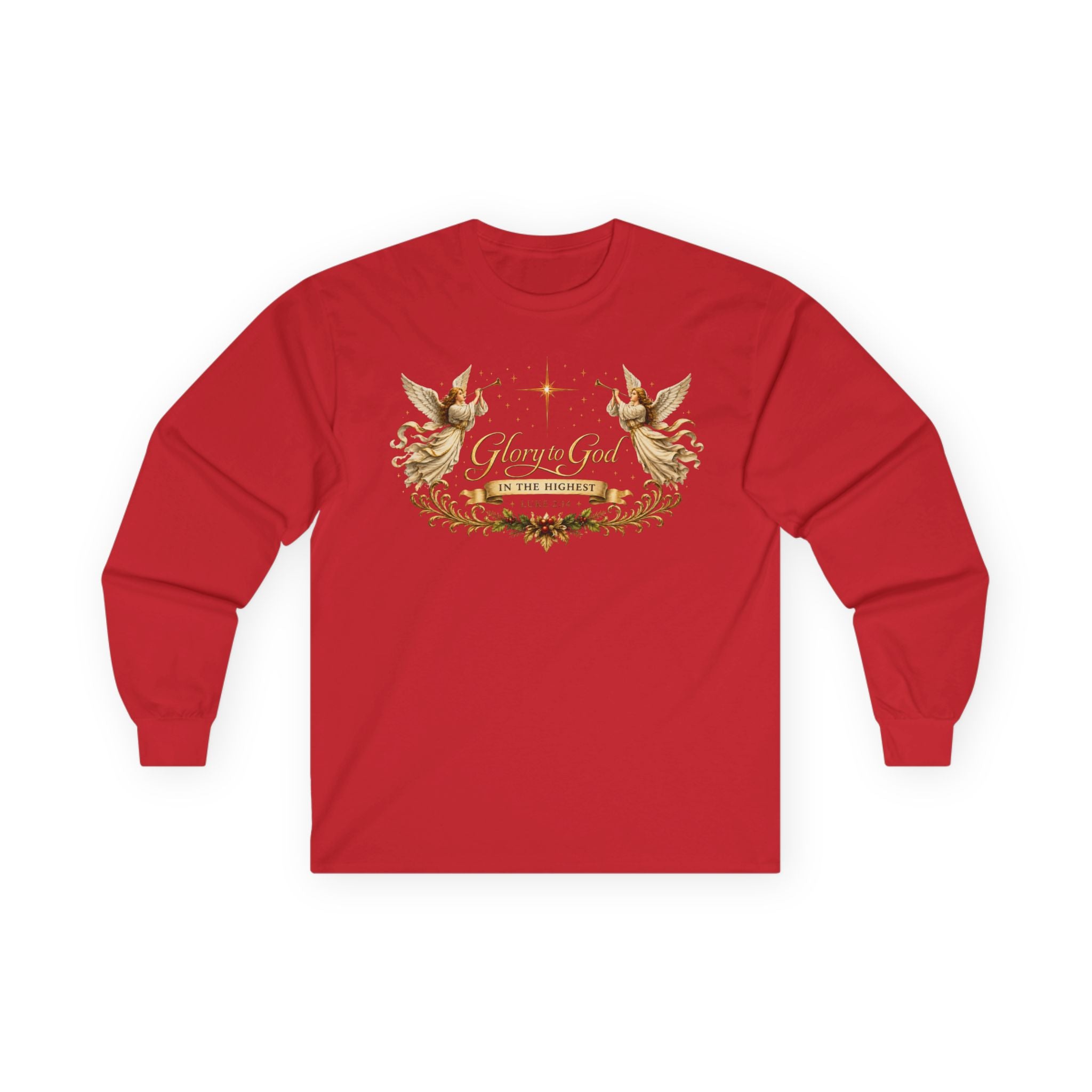 "Glory to God" Angel Christmas long sleeve Holiday Shirt