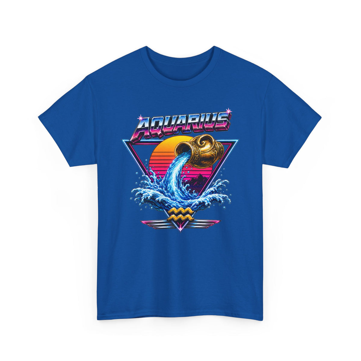 Aquarius Zodiac Tee — Retro Wave Astrological T-Shirt