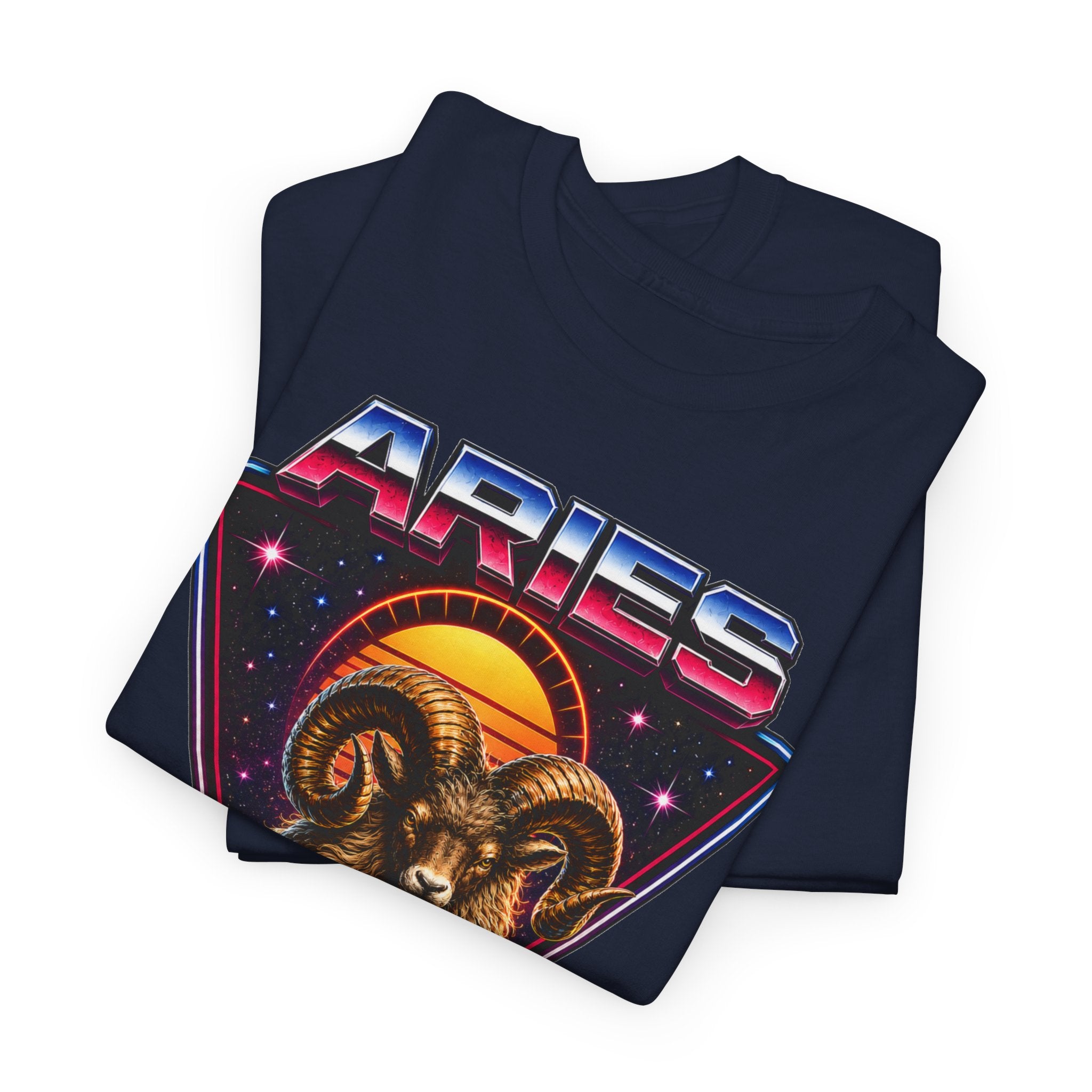 Aries Zodiac Tee — Retro 80s style Ram Astrology T-Shirt