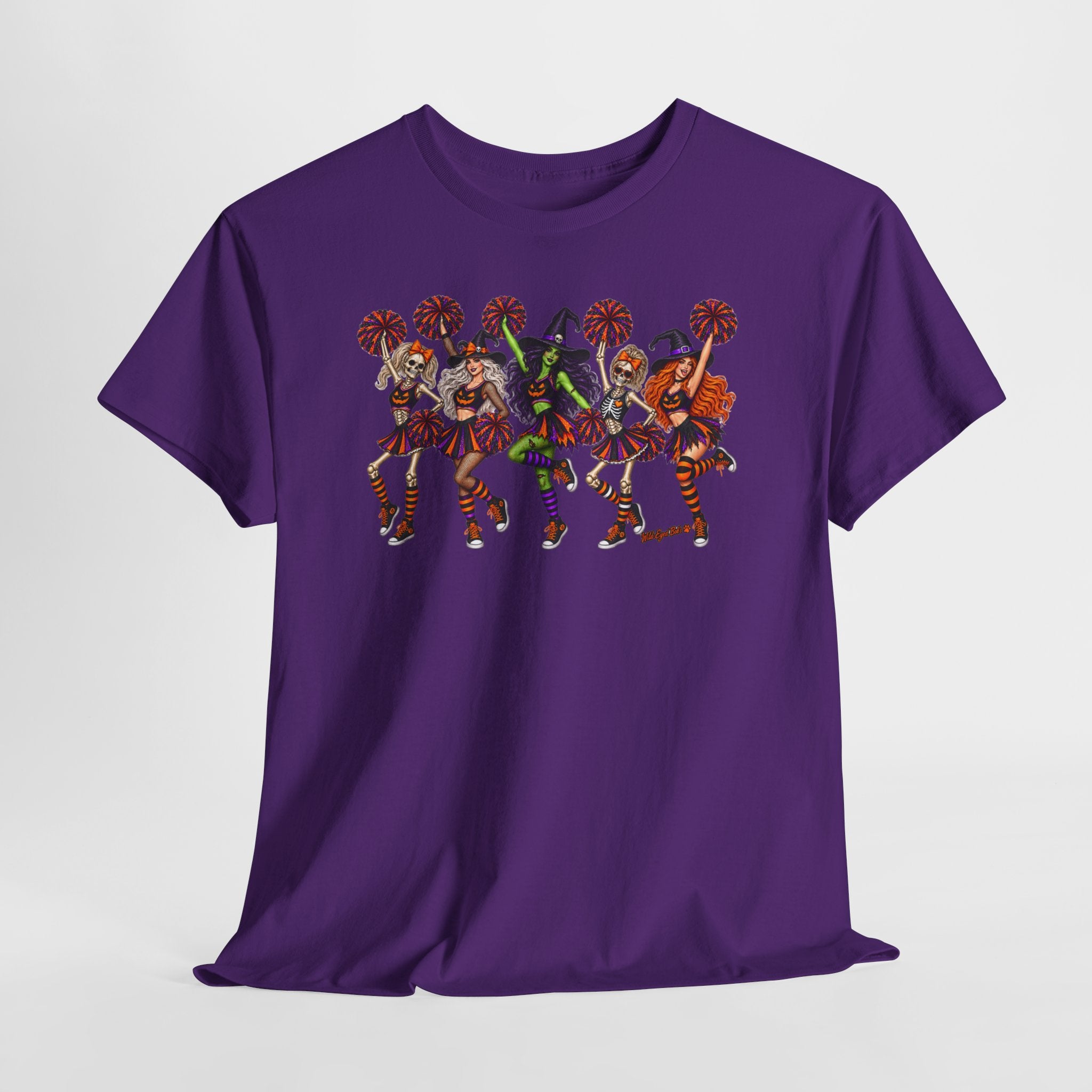 Halloween Cheerleaders Graphic Tee — Colorful Holloween cheer Squad Shirt