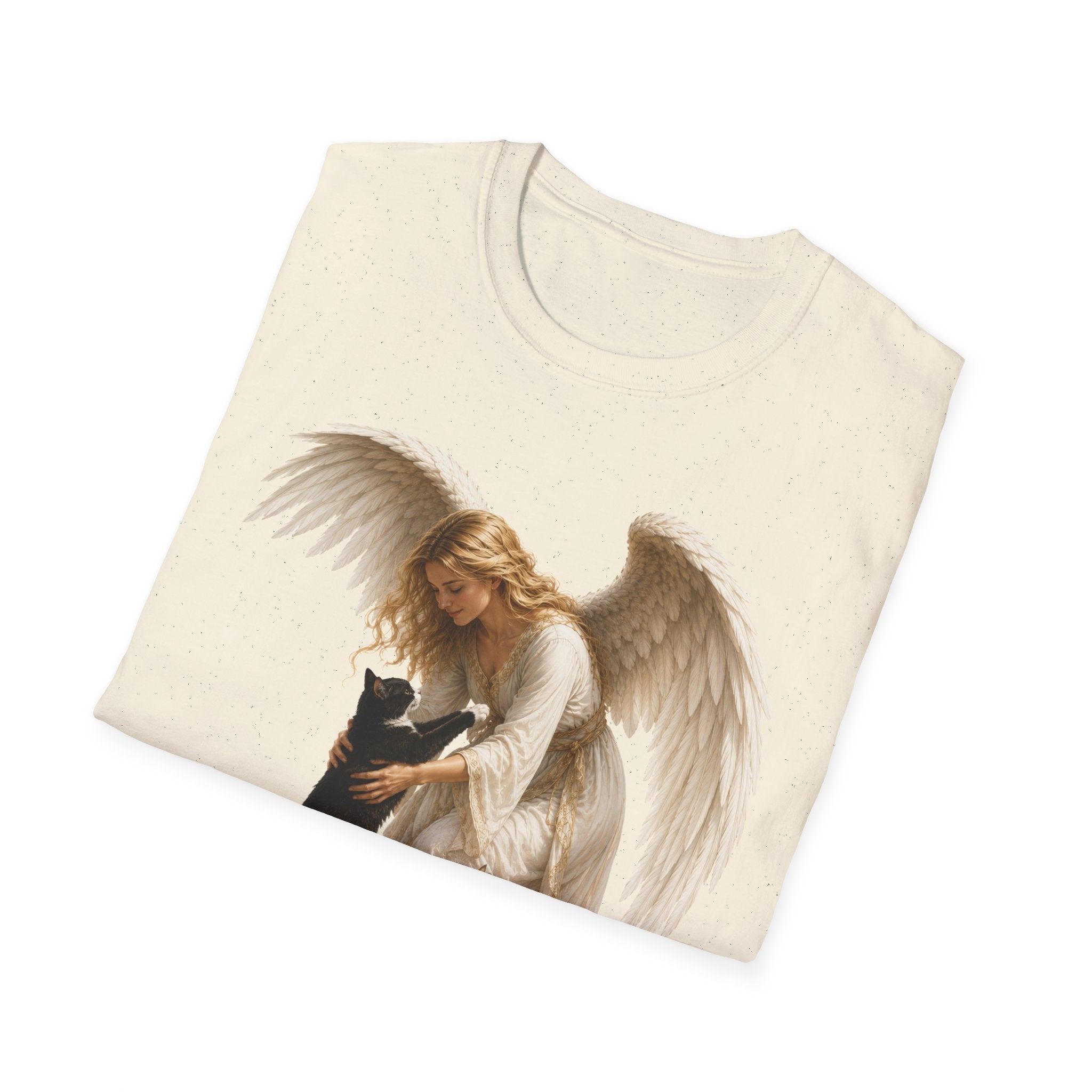 Angel with Cat T-Shirt — Guardian Angel Pet Lover Tee