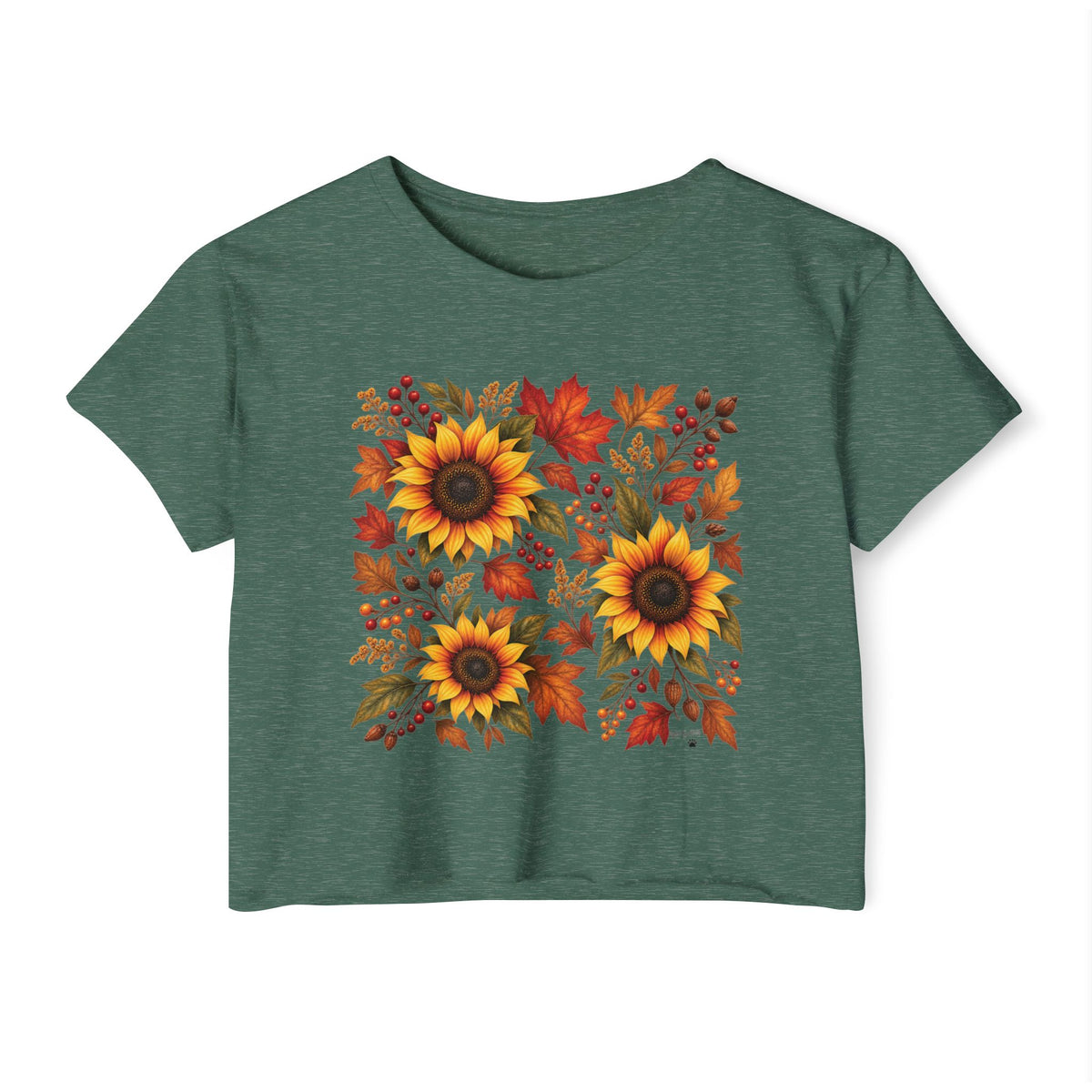 Sunflower Fall Crop Top — Autumn Floral Festival Tee