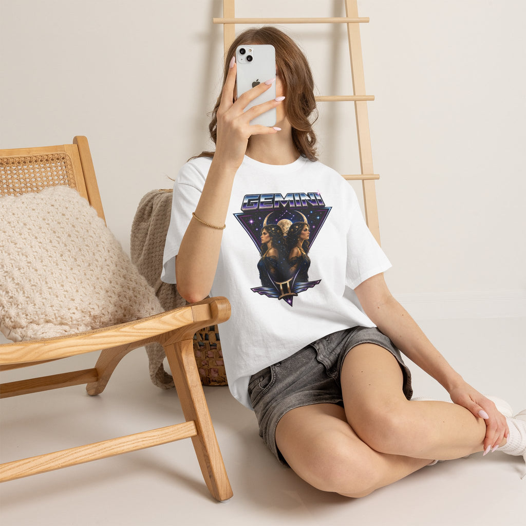 Gemini Zodiac Tee — Retro Twin Goddess Astrology T-Shirt