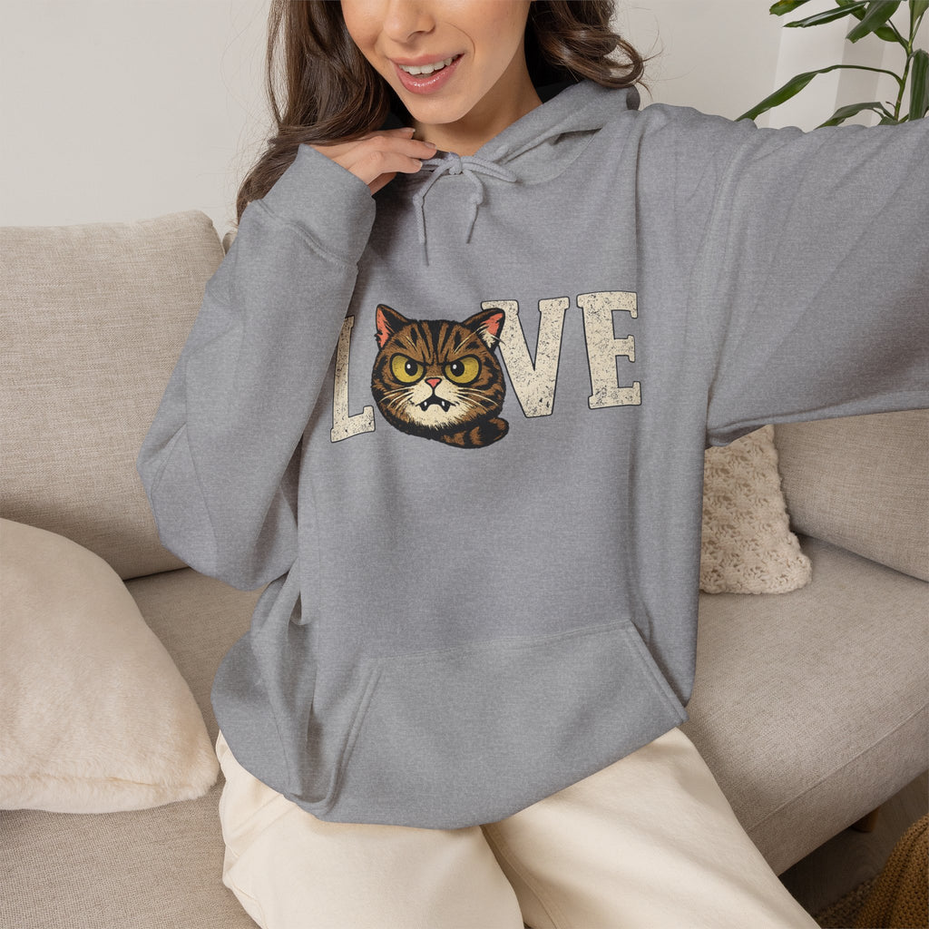 Cat Love Hoodie — Vintage Kitty Face Love Graphic Hoodie