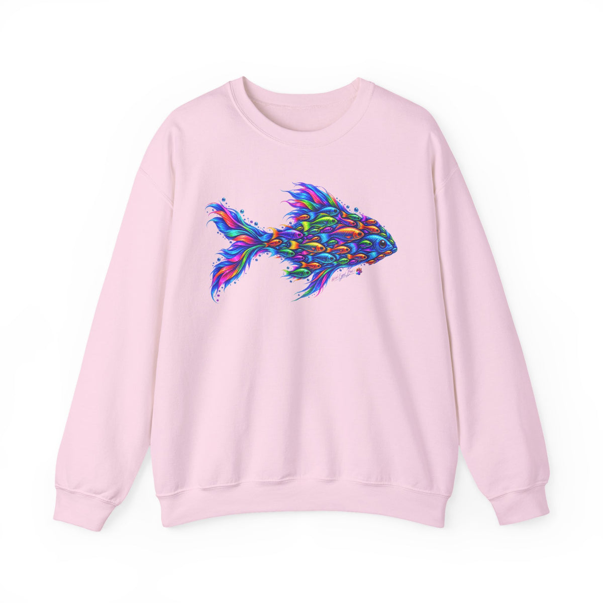 Colorful Fish Crewneck Sweatshirt — Vibrant Psychedelic Fish Graphic