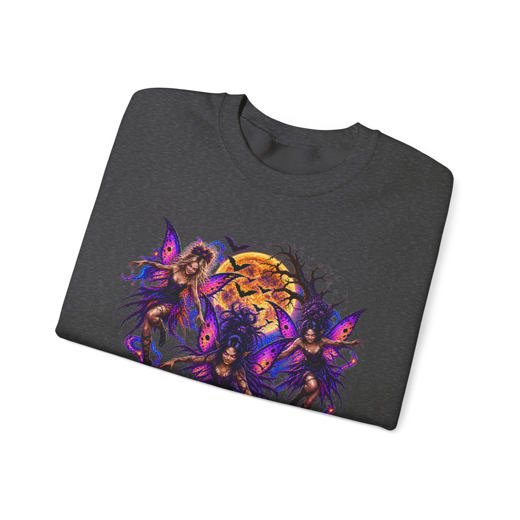 Fairy Moon Crewneck Sweatshirt — Gothic Purple Fairy Heart Graphic
