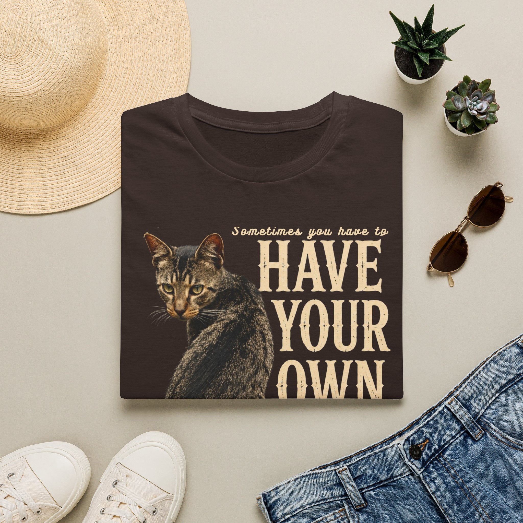 Have Your Own Back Cat T-Shirt — Funny inspirational Tabby Cat Saying Tee for Cat Lovers