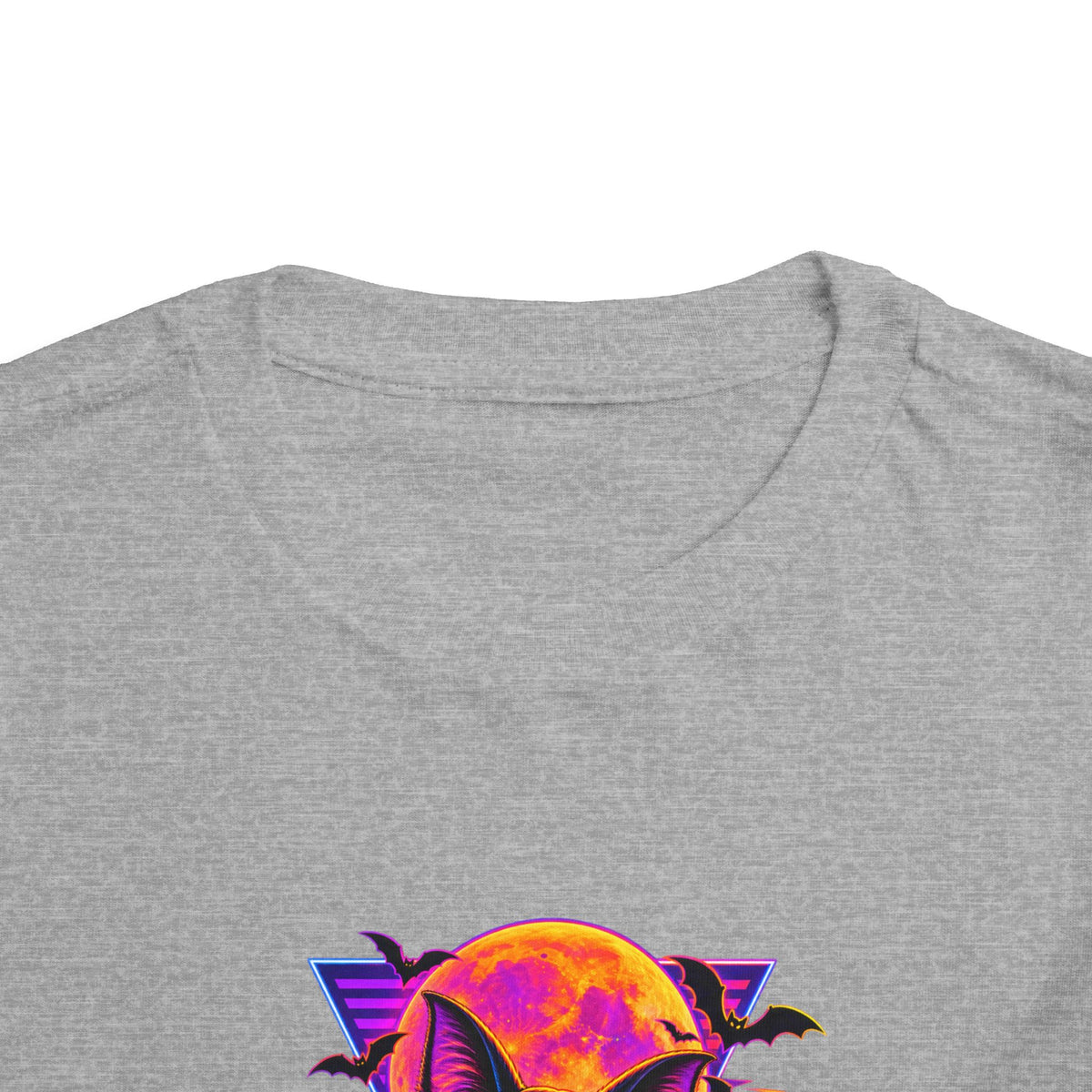 Toddler Tee — Neon Halloween Bat Cat with Pumpkin Graphic