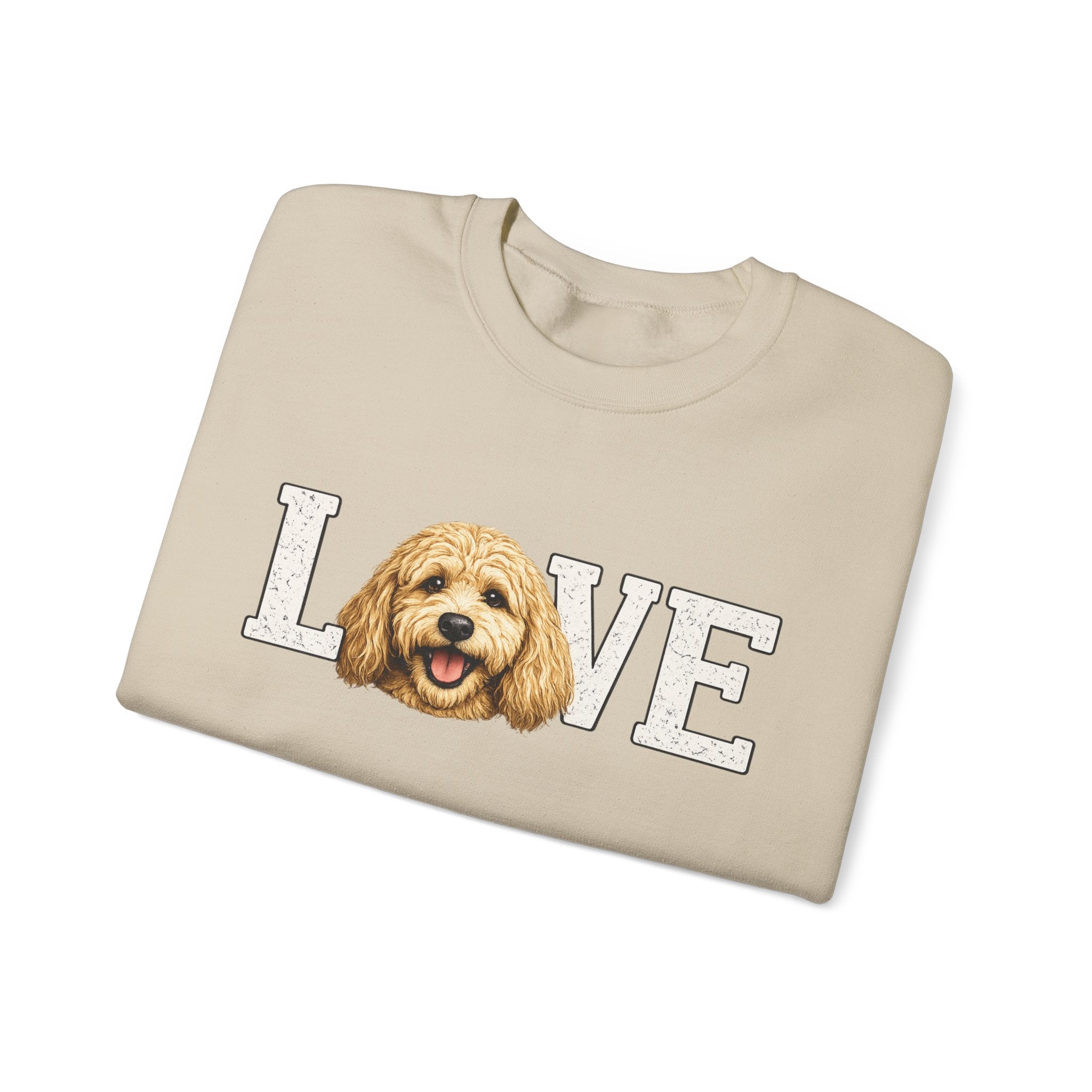 Love Goldendoodle Crewneck Sweatshirt — Cute Goldendoodle Face Pullover for Dog Lovers