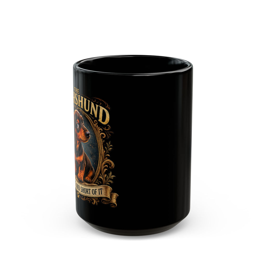 Dachshund Lover Mug – "Dachshund: ""The long and the short of it"   Black Ceramic Coffee Cup 11oz)