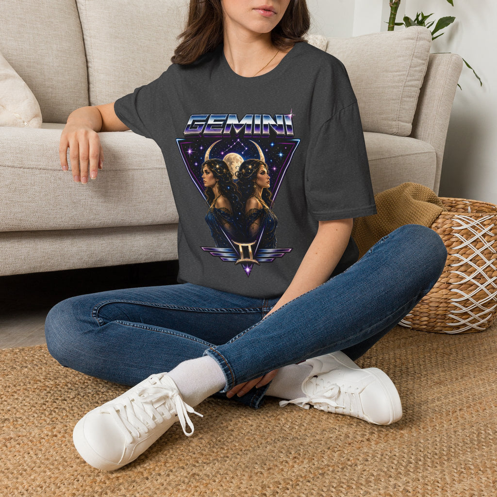 Gemini Zodiac T-Shirt — Retro Twin Constellation Graphic
