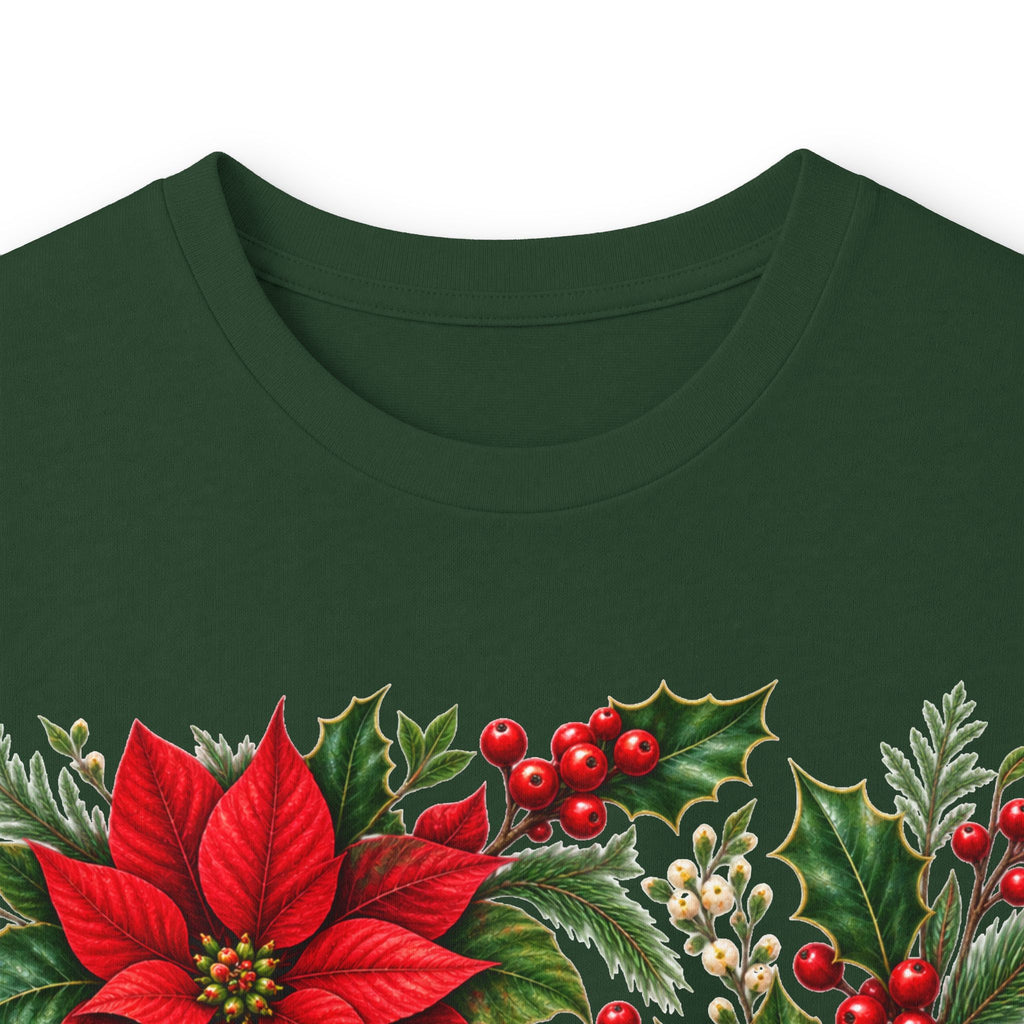 Poinsettia Holiday Long Sleeve Tee — Christmas Floral Sweater Alternative