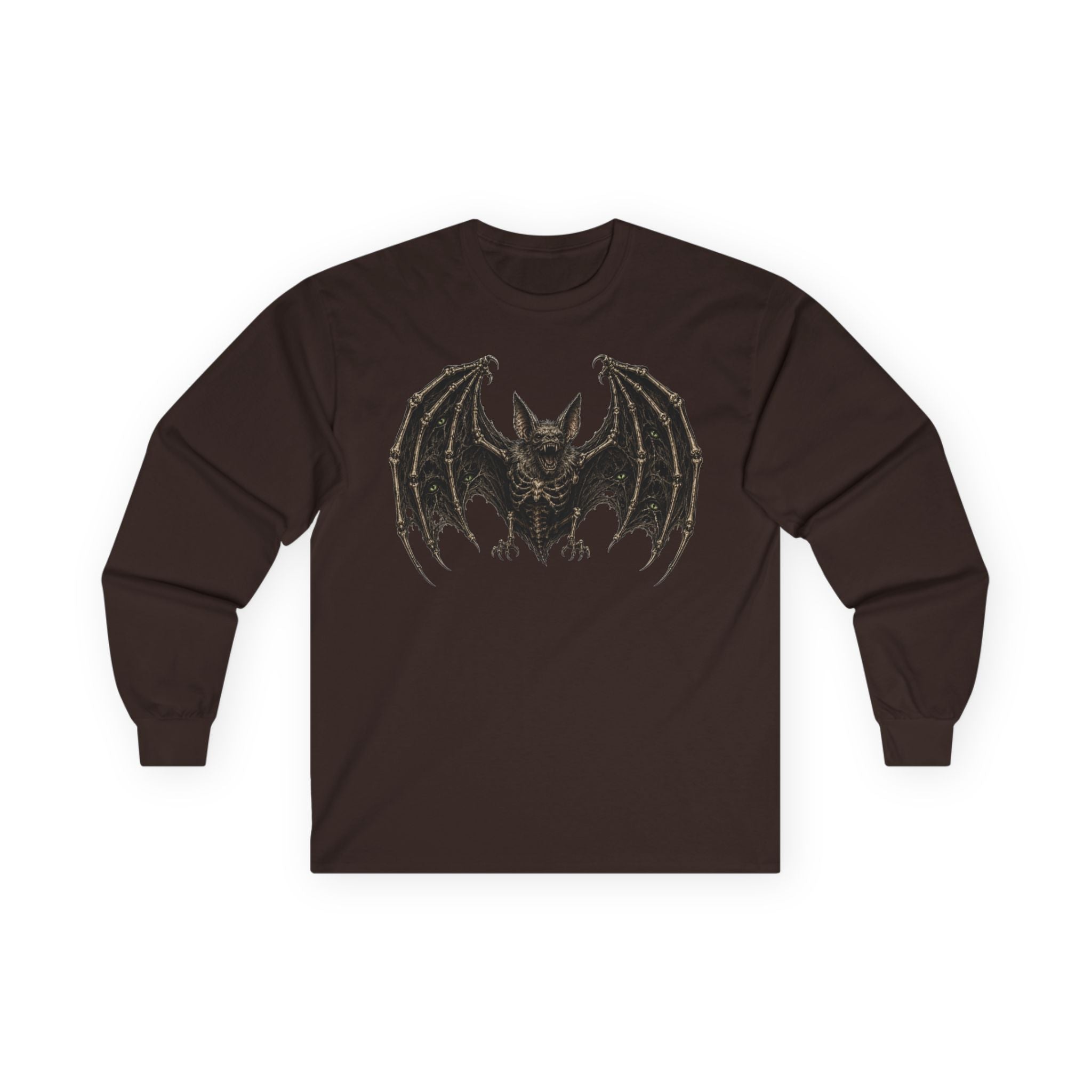 Bat Illustration Long Sleeve Tee — Gothic Bat Graphic Shirt