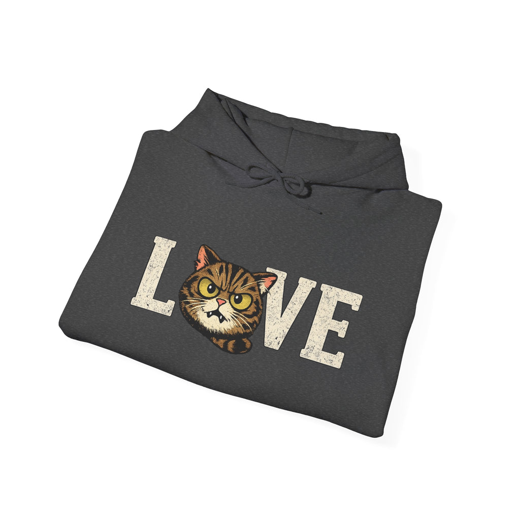 Cat Love Hoodie — Vintage Kitty Face Love Graphic Hoodie