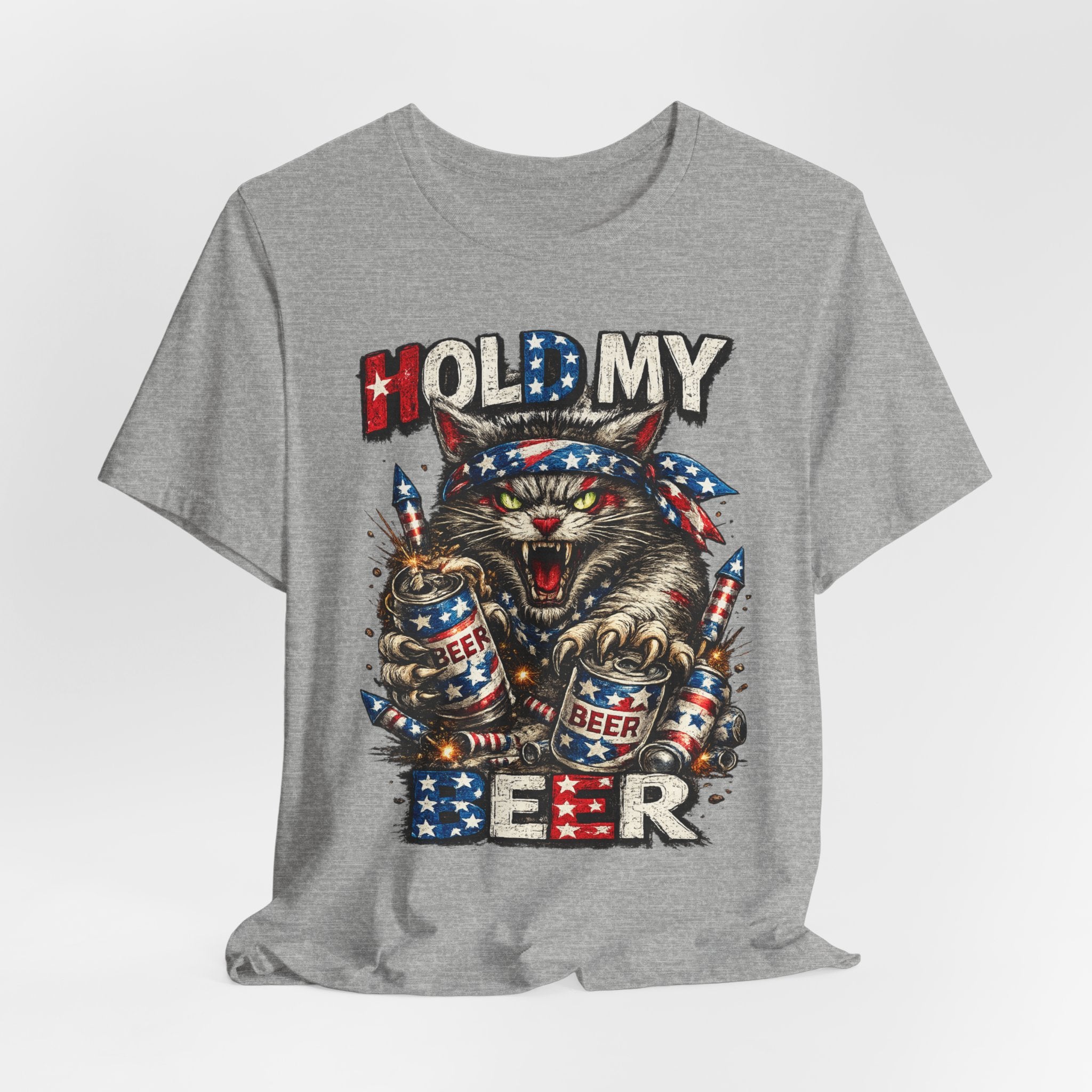 Hold My Beer Cat T-Shirt — Patriotic Funny Independence Day Tee