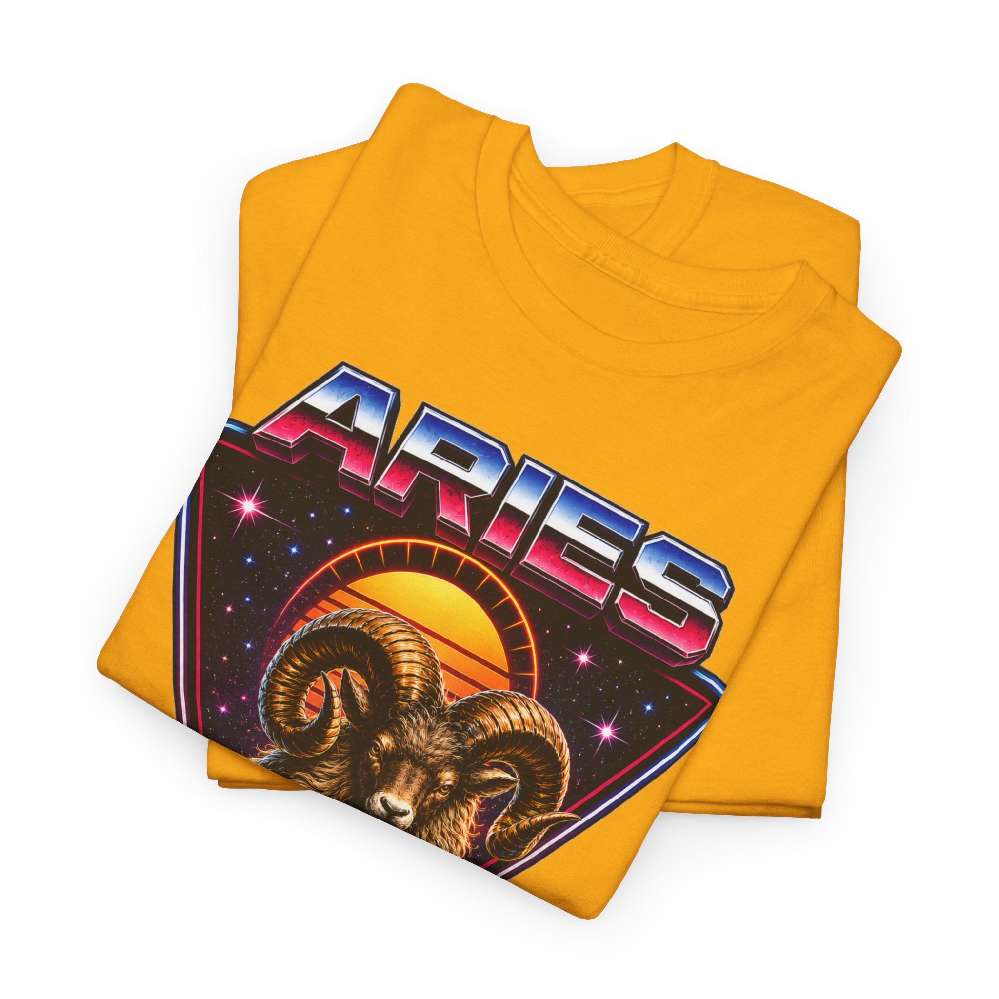 Aries Zodiac Tee — Retro 80s style Ram Astrology T-Shirt
