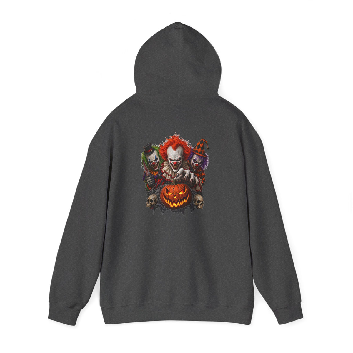 Horror Clown Halloween Hoodie — Scary Pumpkin & Clown tiol Back Graphic