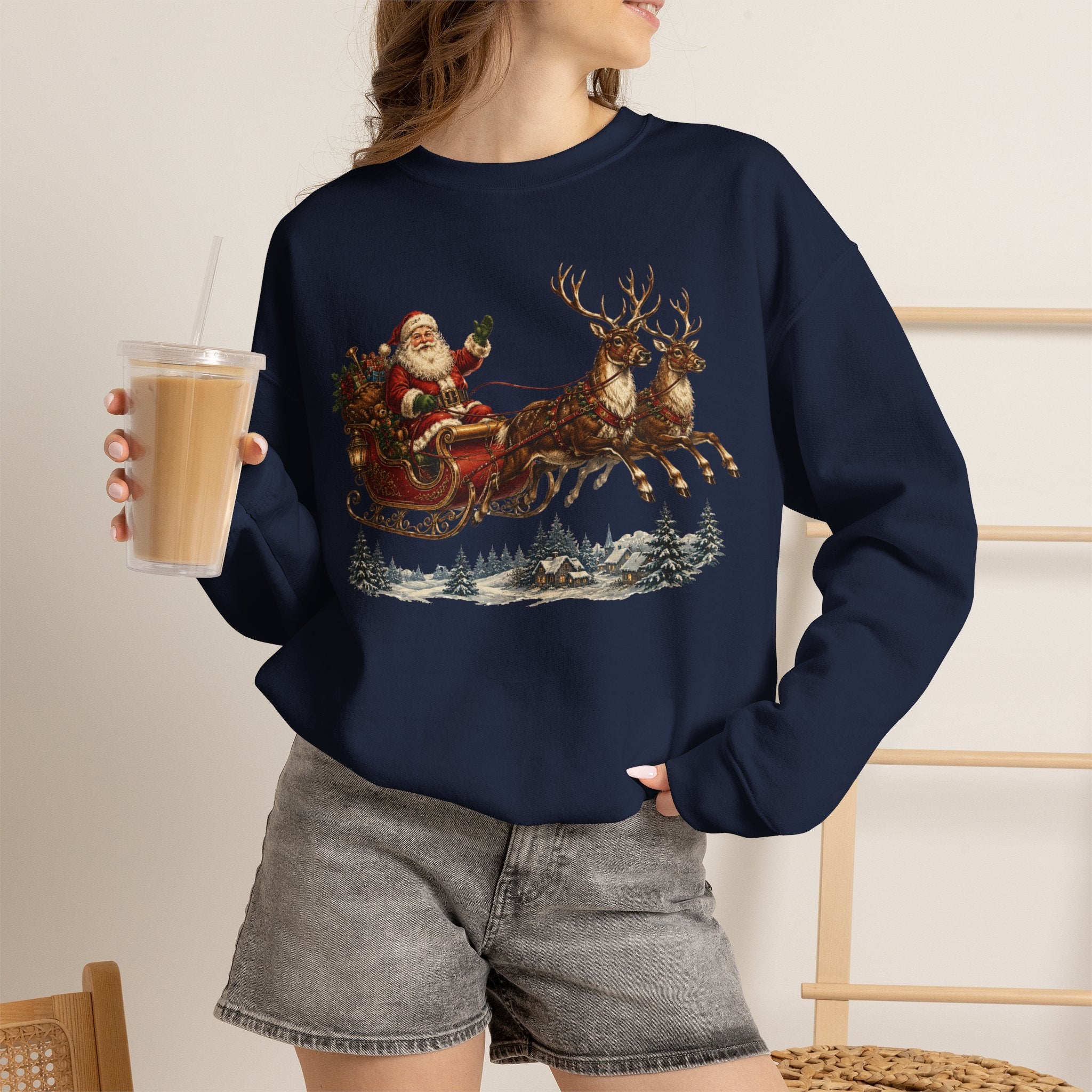 Vintage Santa Sleigh Crewneck Sweatshirt