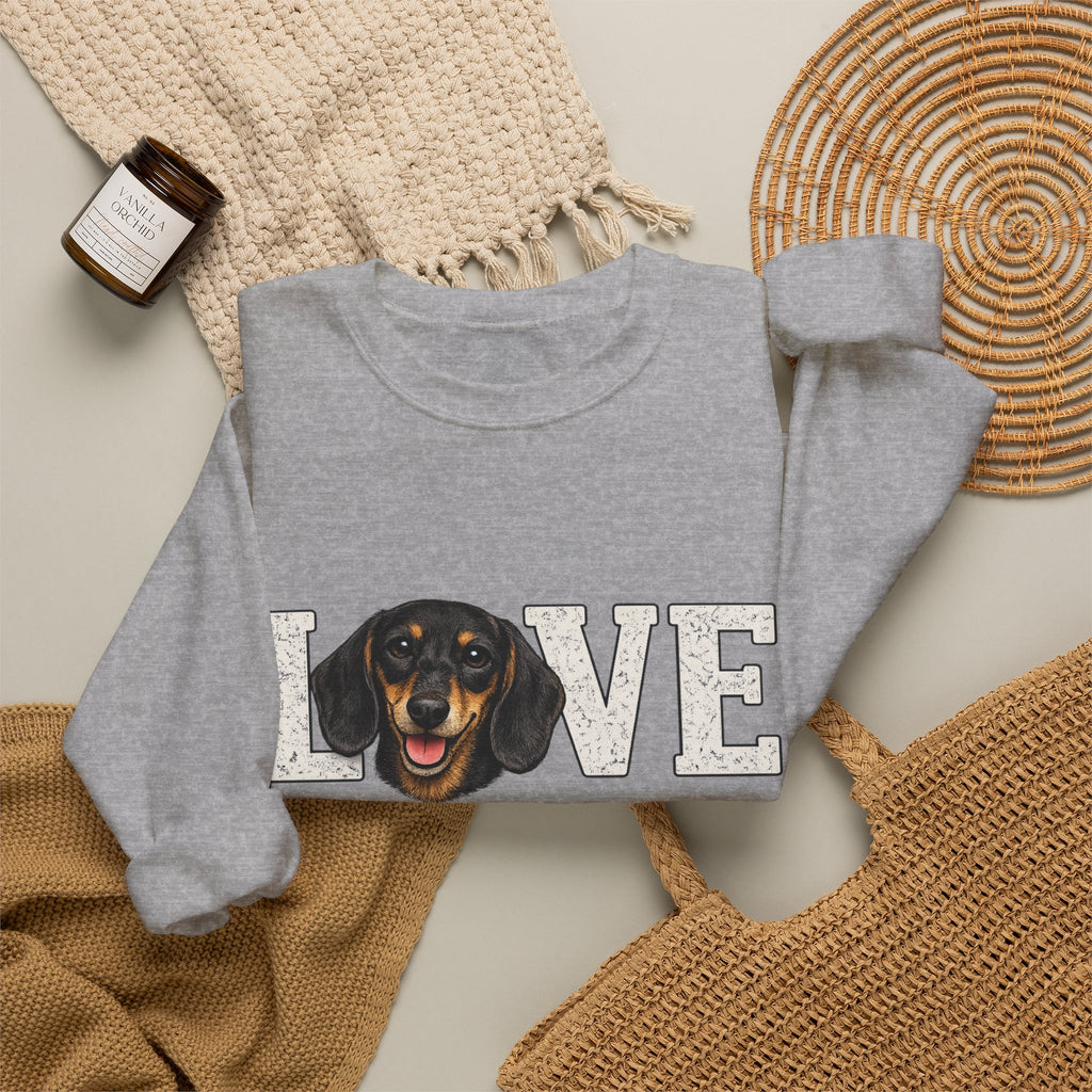 Dachshund Love Crewneck Sweatshirt — Cute Dog Lover Pullover