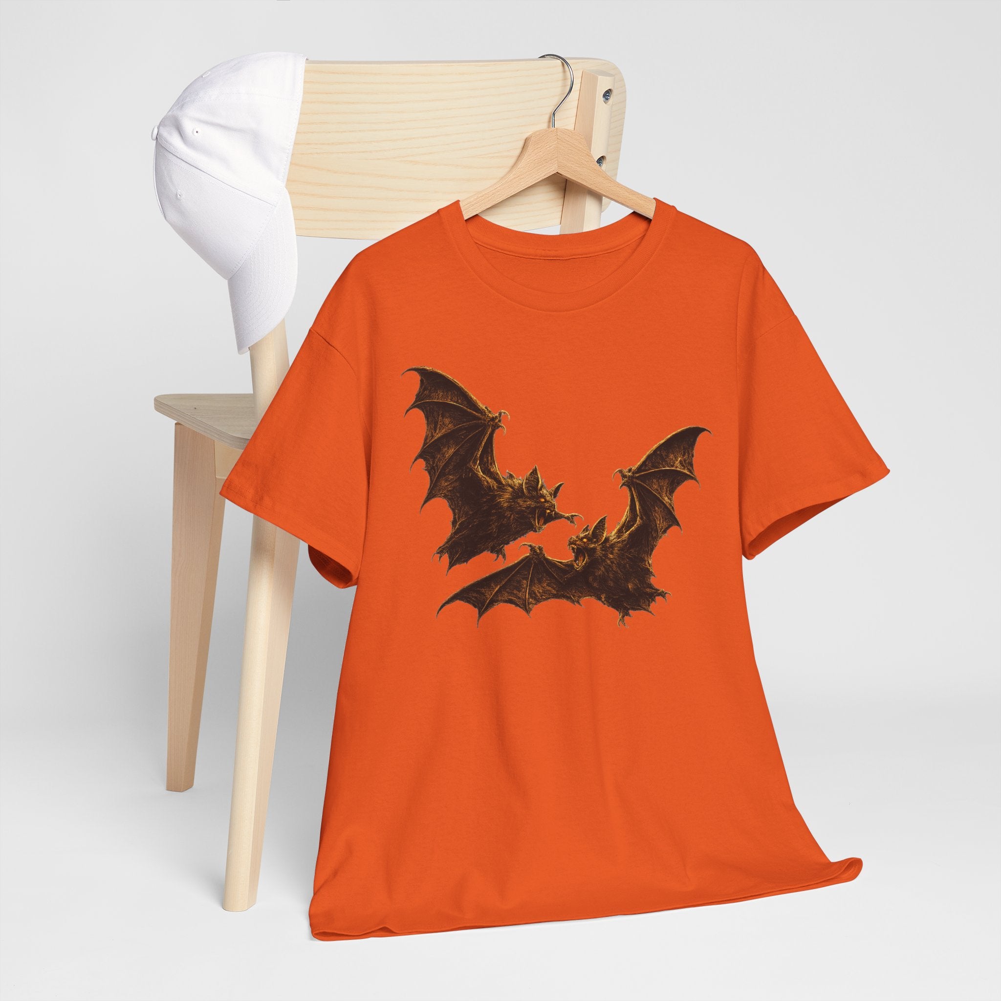 Bat duo Graphic Tee — Vintage Gothic Bat Illustration Shirt