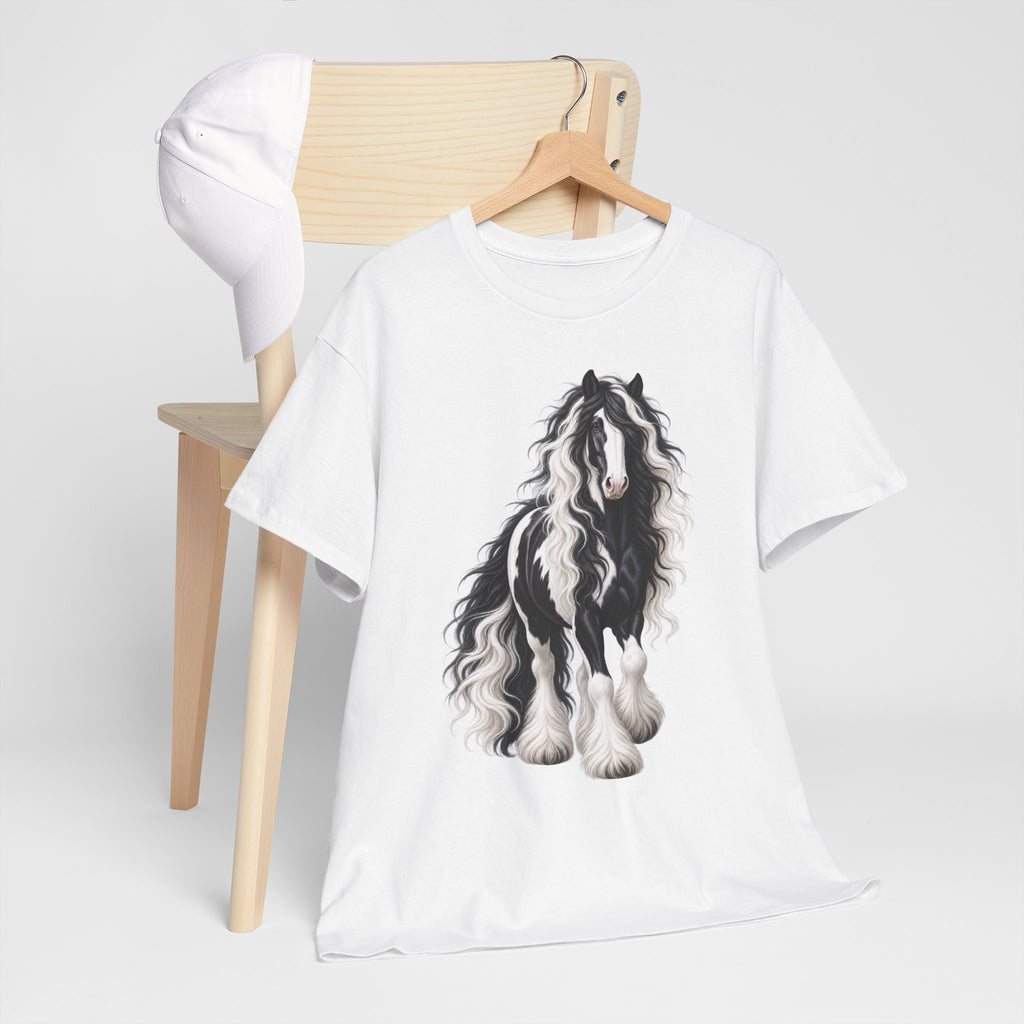 Gypsy Vanner Horse T-Shirt — Artistic Black & White Draft Horse Tee