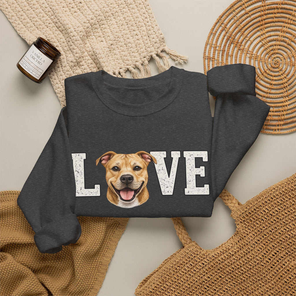 Sweatshirt — "LOVE" Dog Face Crewneck | Cute Pet Lover Pullover