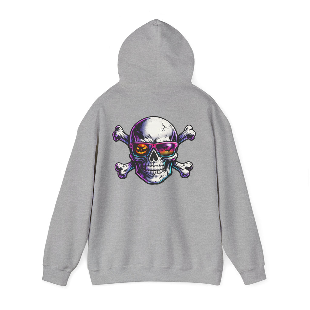 Skull & Crossbones Hoodie — Neon Sunglasses Pirate Skull Pullover