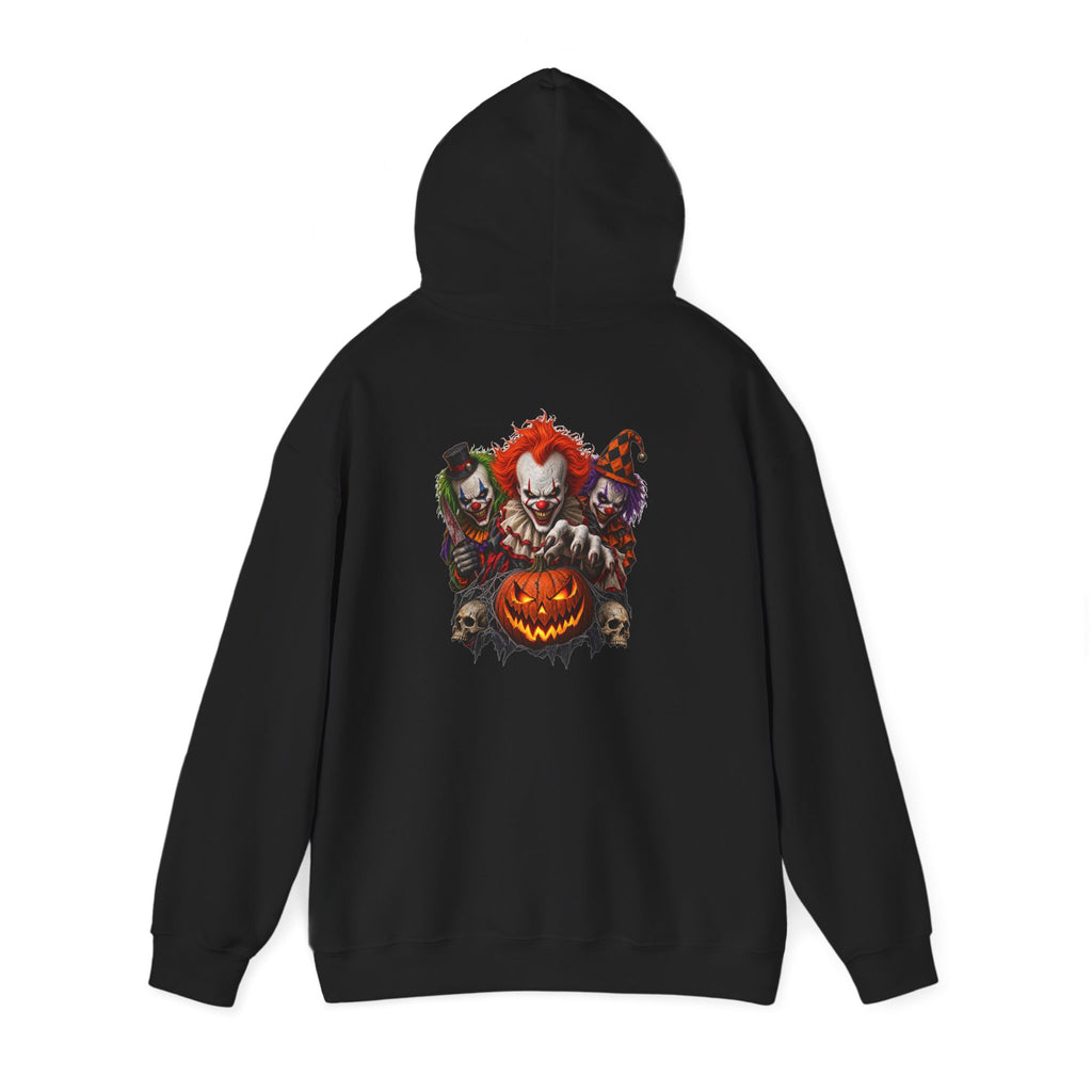 Horror Clown Halloween Hoodie — Scary Pumpkin & Clown tiol Back Graphic