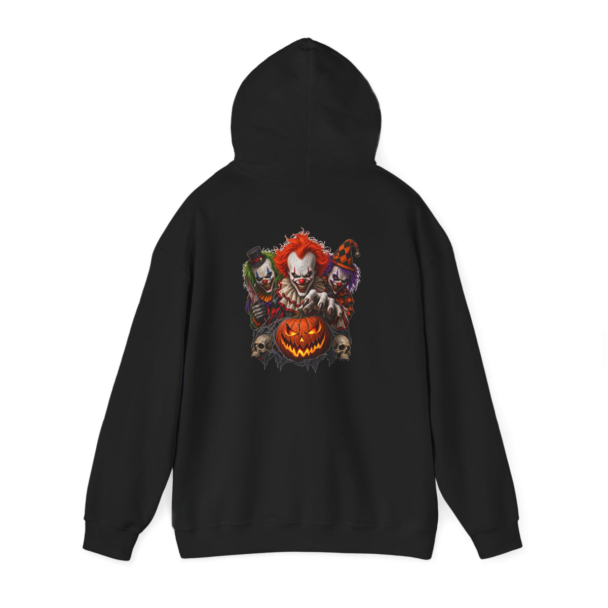 Horror Clown Halloween Hoodie — Scary Pumpkin & Clown tiol Back Graphic