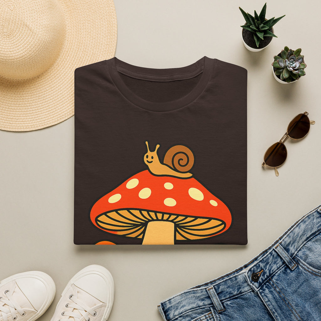 Mushroom Garden T-Shirt — Cute Snail & Frog Graphic Tee