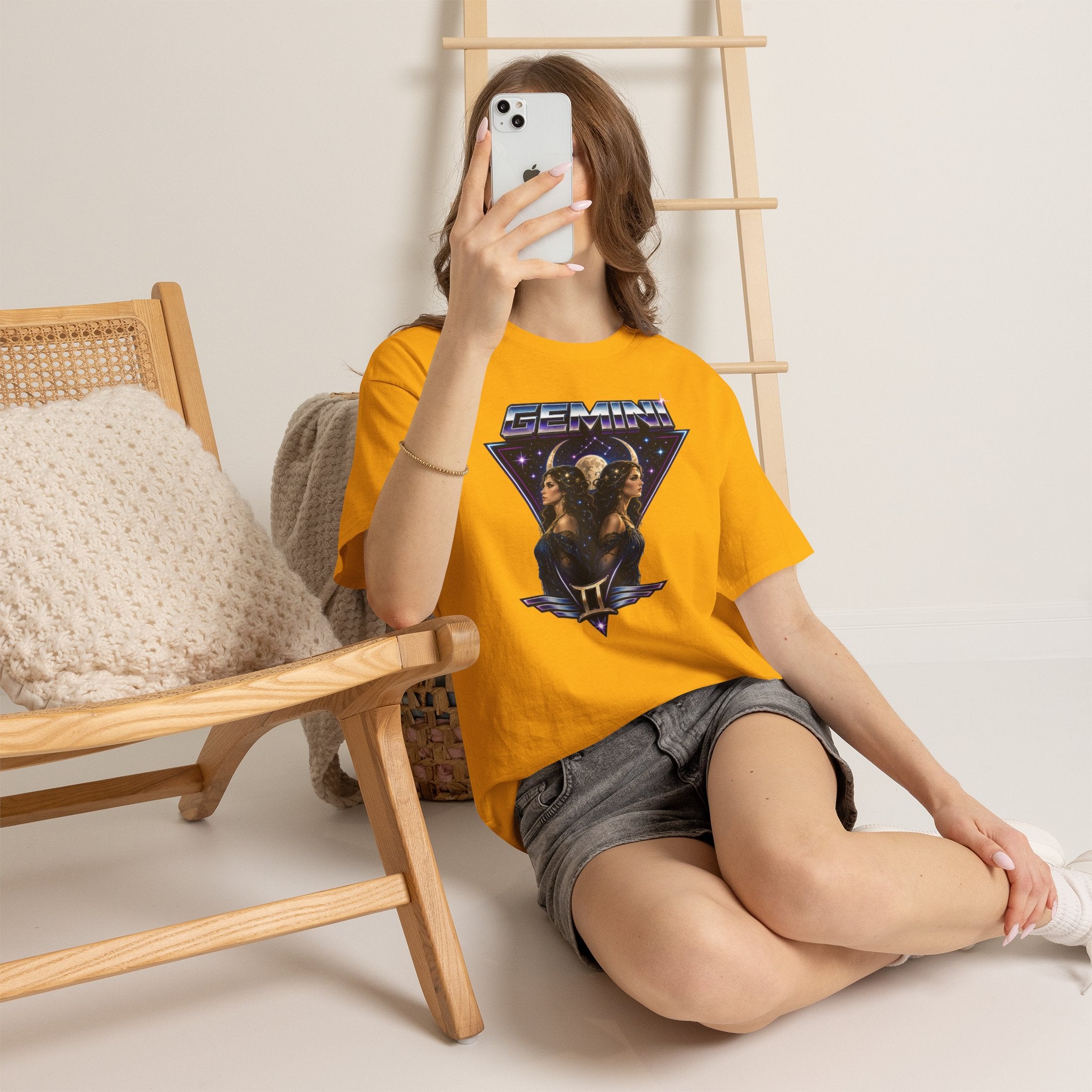 Gemini Zodiac Tee — Retro Twin Goddess Astrology T-Shirt