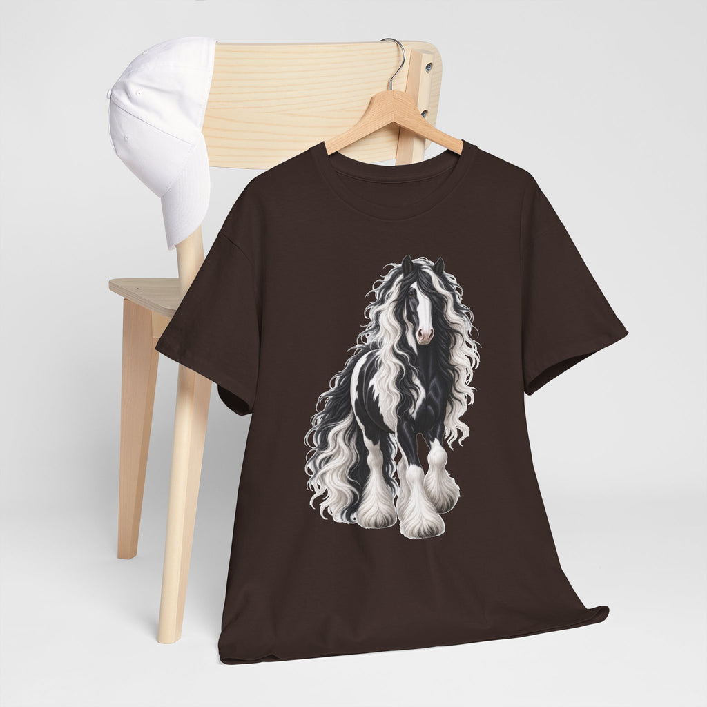 Gypsy Vanner Horse T-Shirt — Artistic Black & White Draft Horse Tee