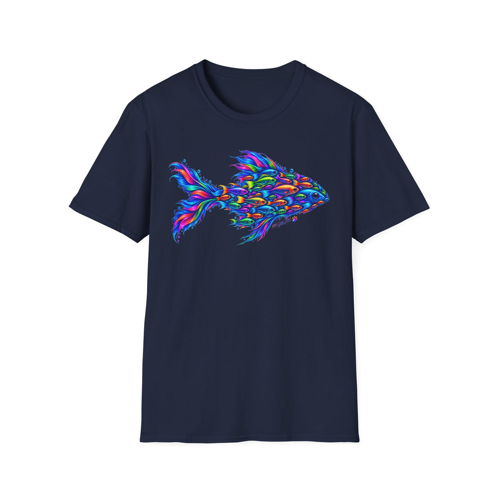 Colorful Fish Graphic T-Shirt — Vibrant Psychedelic Aquarium Art Tee