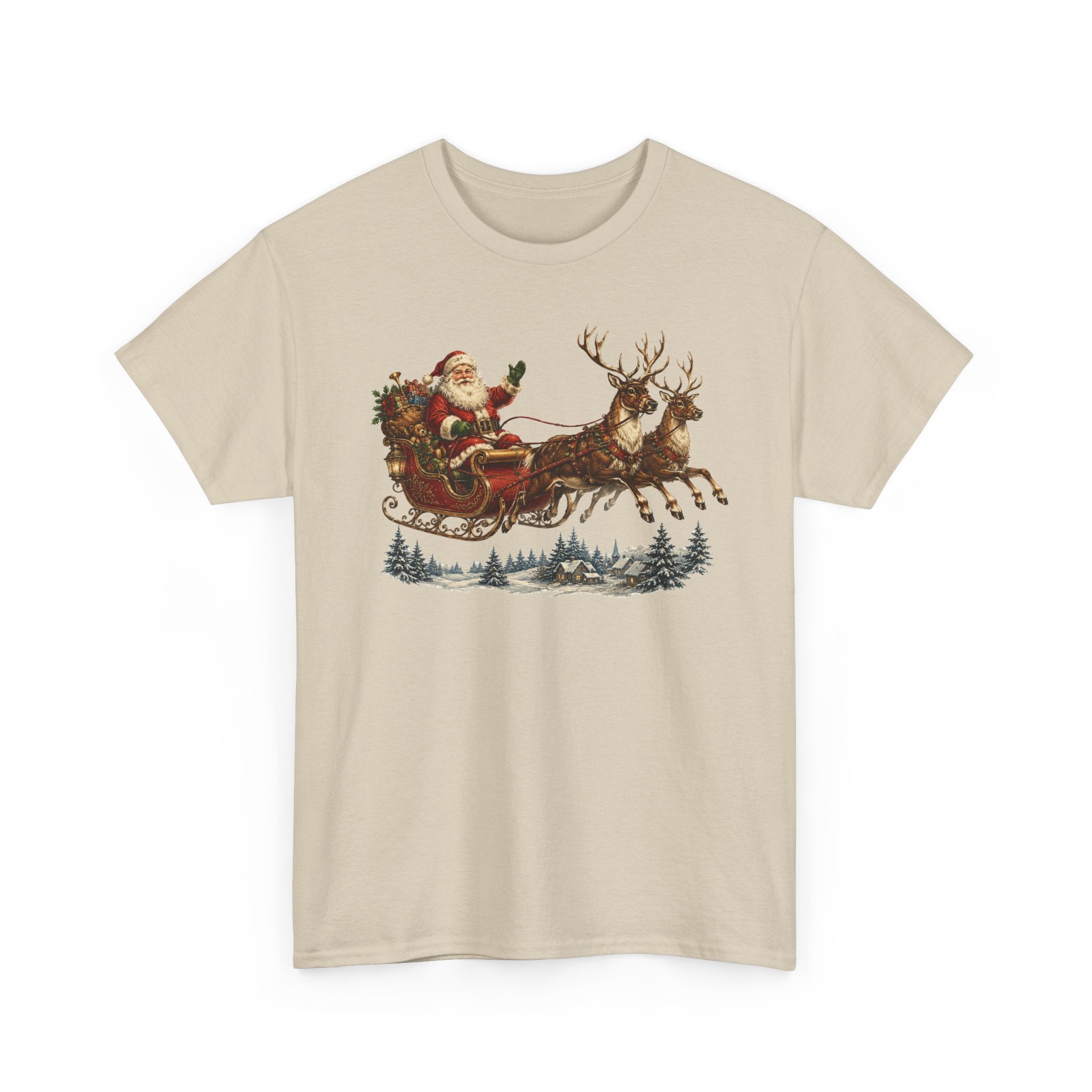 Santa Sleigh Christmas Tee — Vintage Holiday T-Shirt