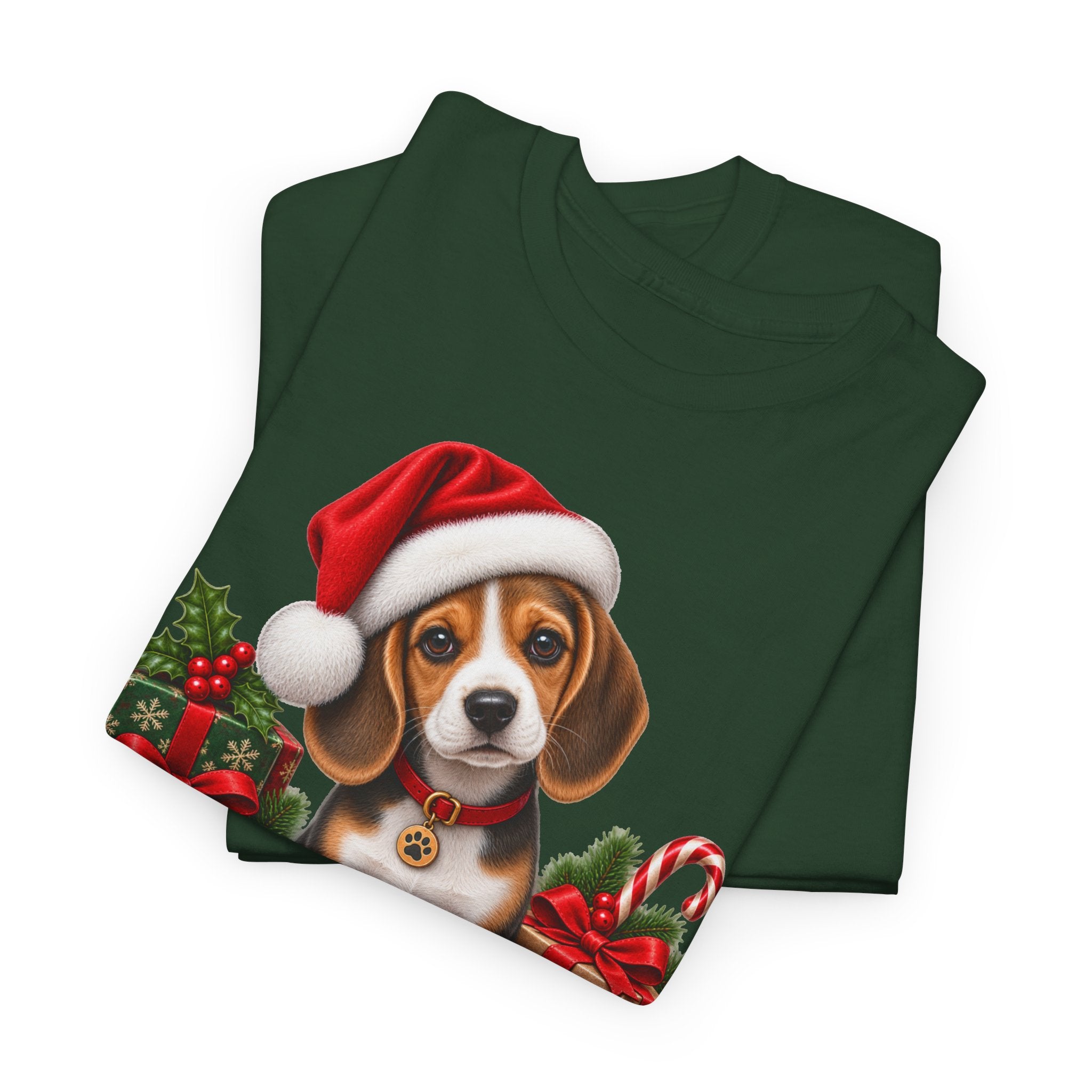 Christmas Beagle Puppy T-Shirt – Cute Santa Hat Holiday Tee