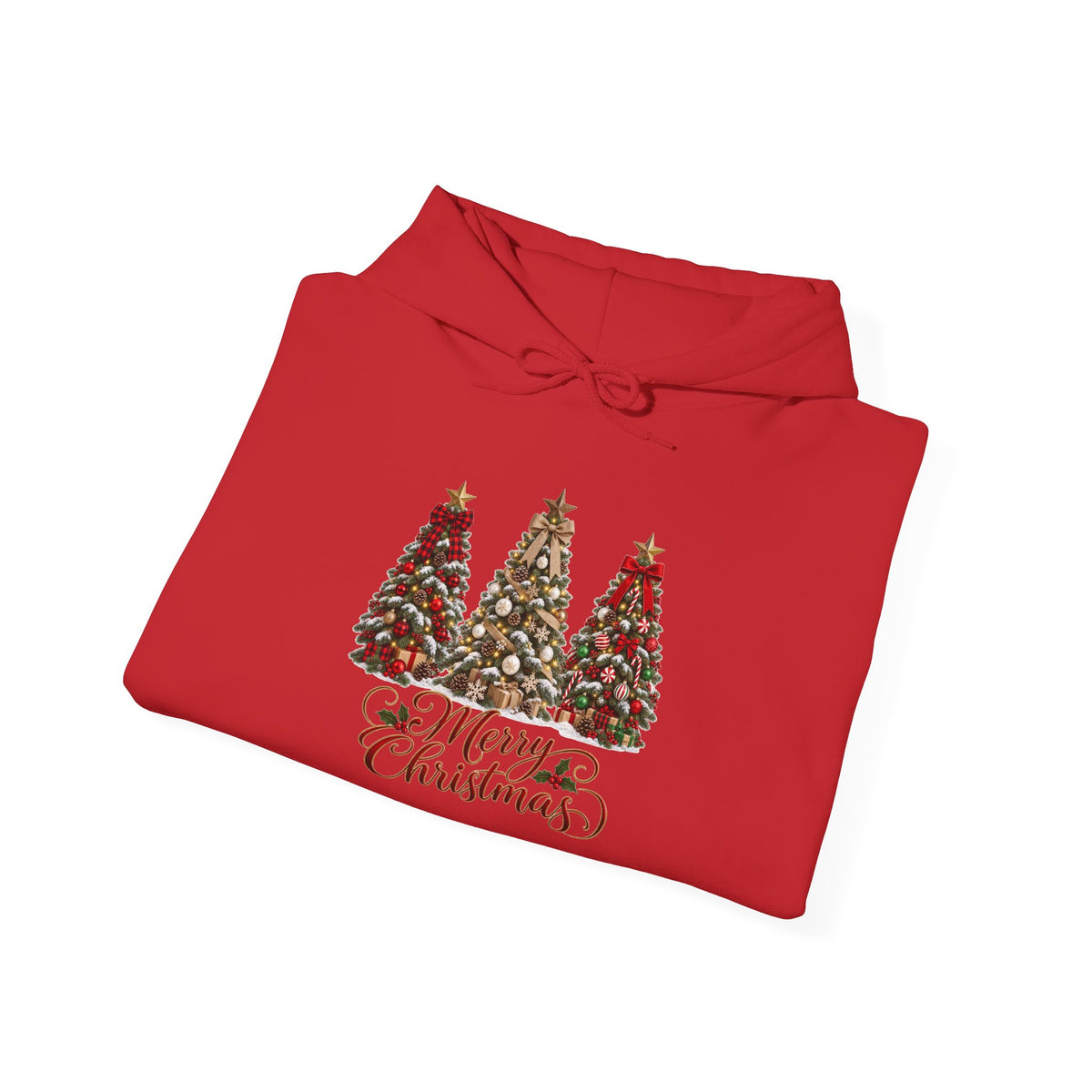 Christmas Tree Trio Hoodie – Festive Holiday Sweatshirt with 'Christmas Wishes' Design