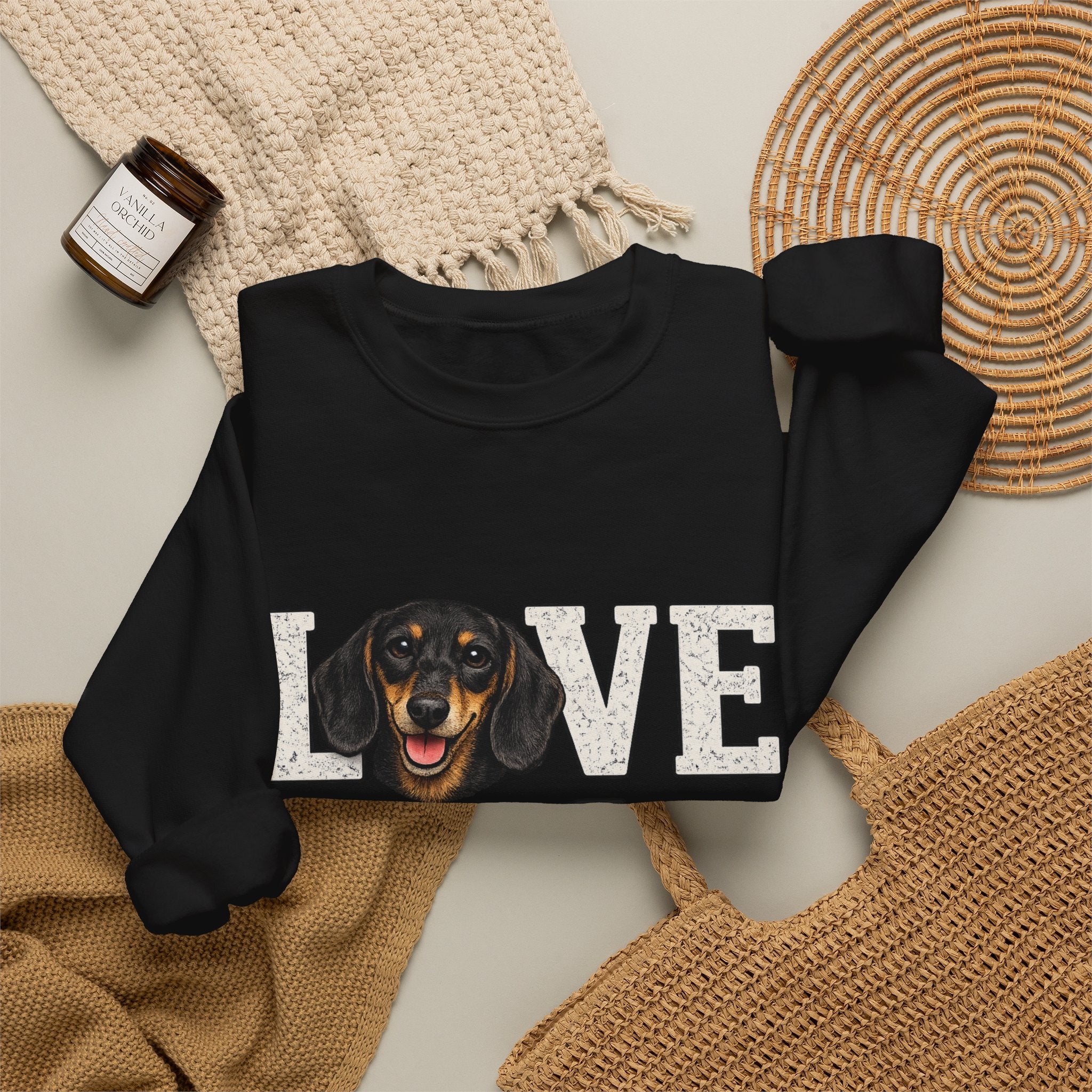 Dachshund Love Crewneck Sweatshirt — Cute Dog Lover Pullover
