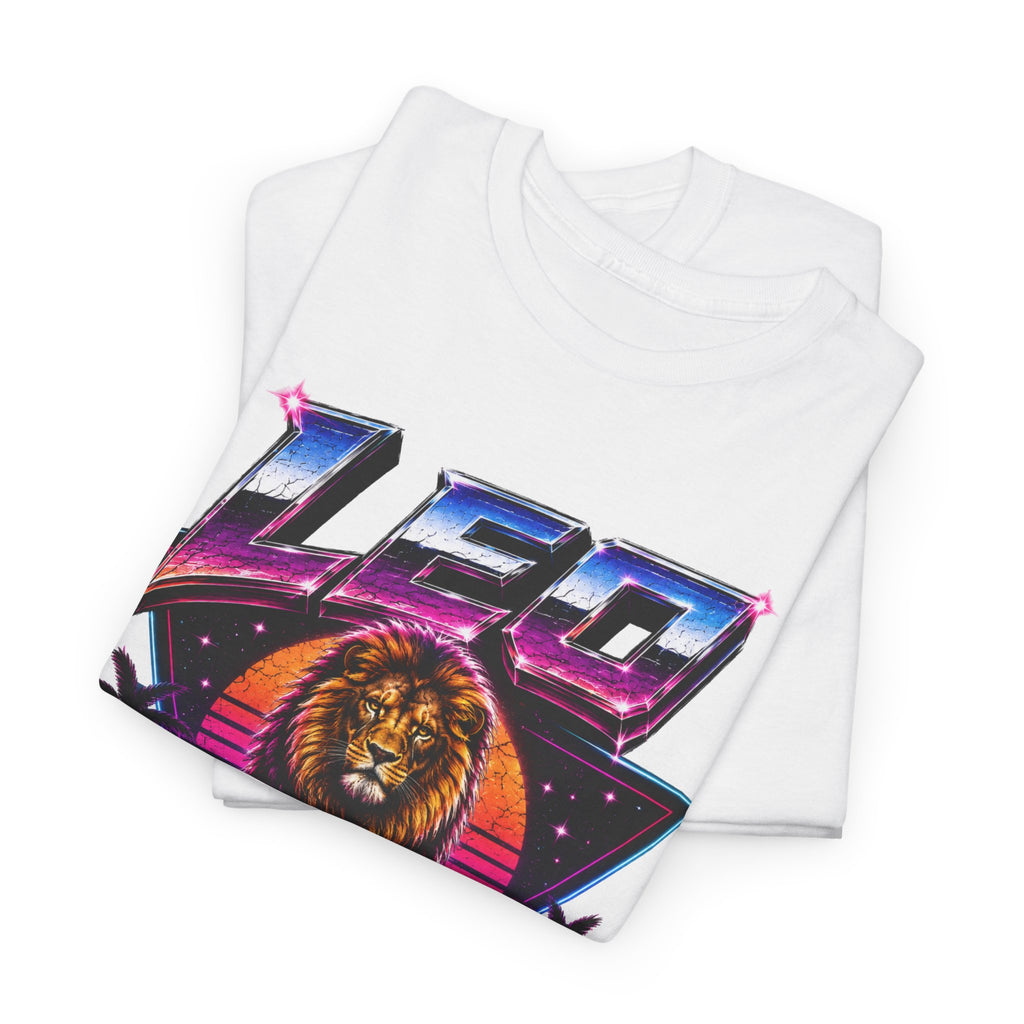 Leo Zodiac T‑Shirt — Retro Neon Lion Astrology Tee
