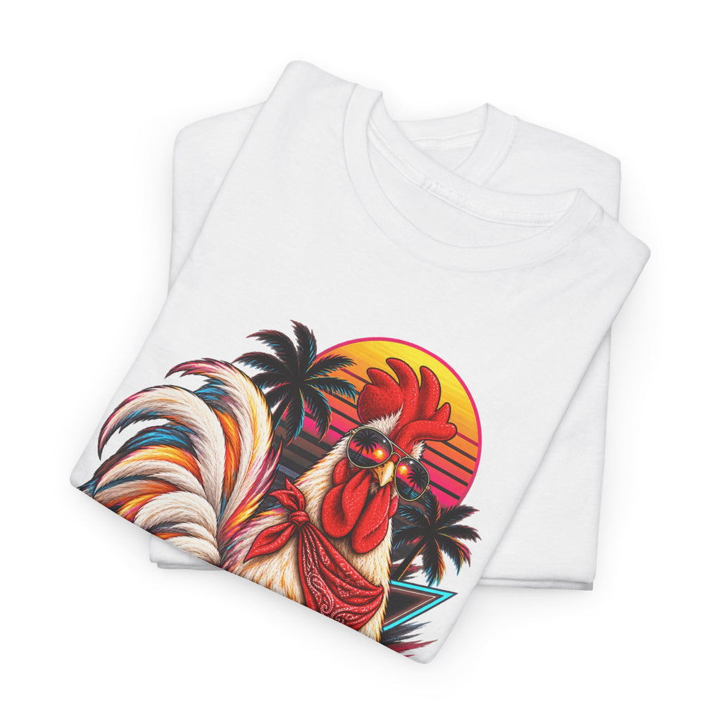 Rooster Sunset T-Shirt — Tropical Vintage Rooster Graphic Tee