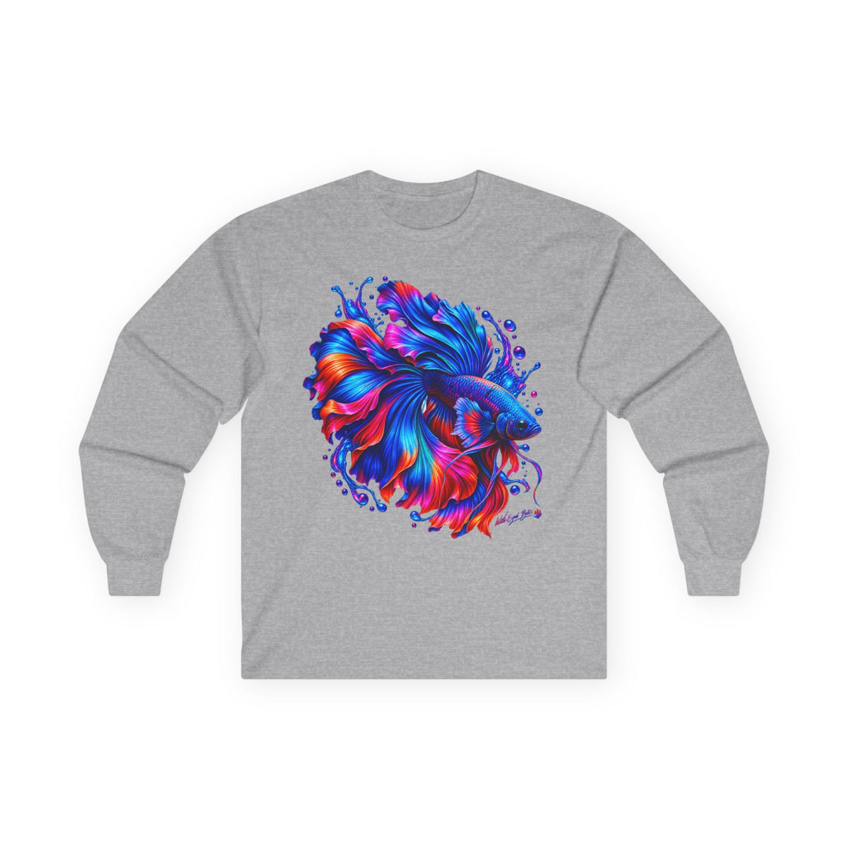 Colorful Betta Fish Long Sleeve Tee — Vibrant Aquatic Graphic Shirt