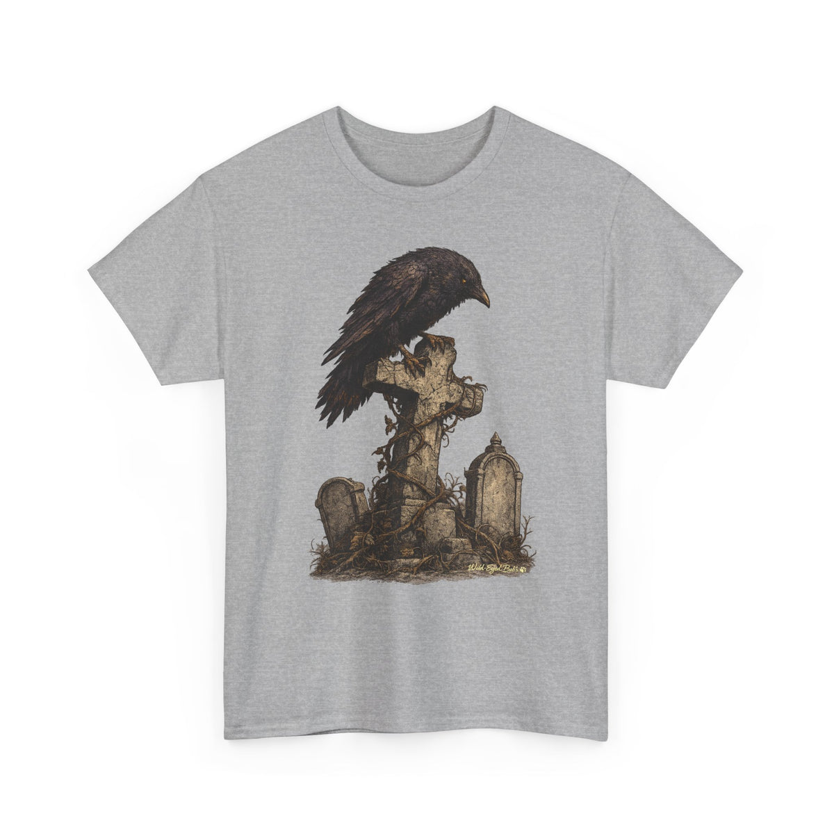 Gothic Raven on Graveyard T-Shirt-Gothic Cemetery